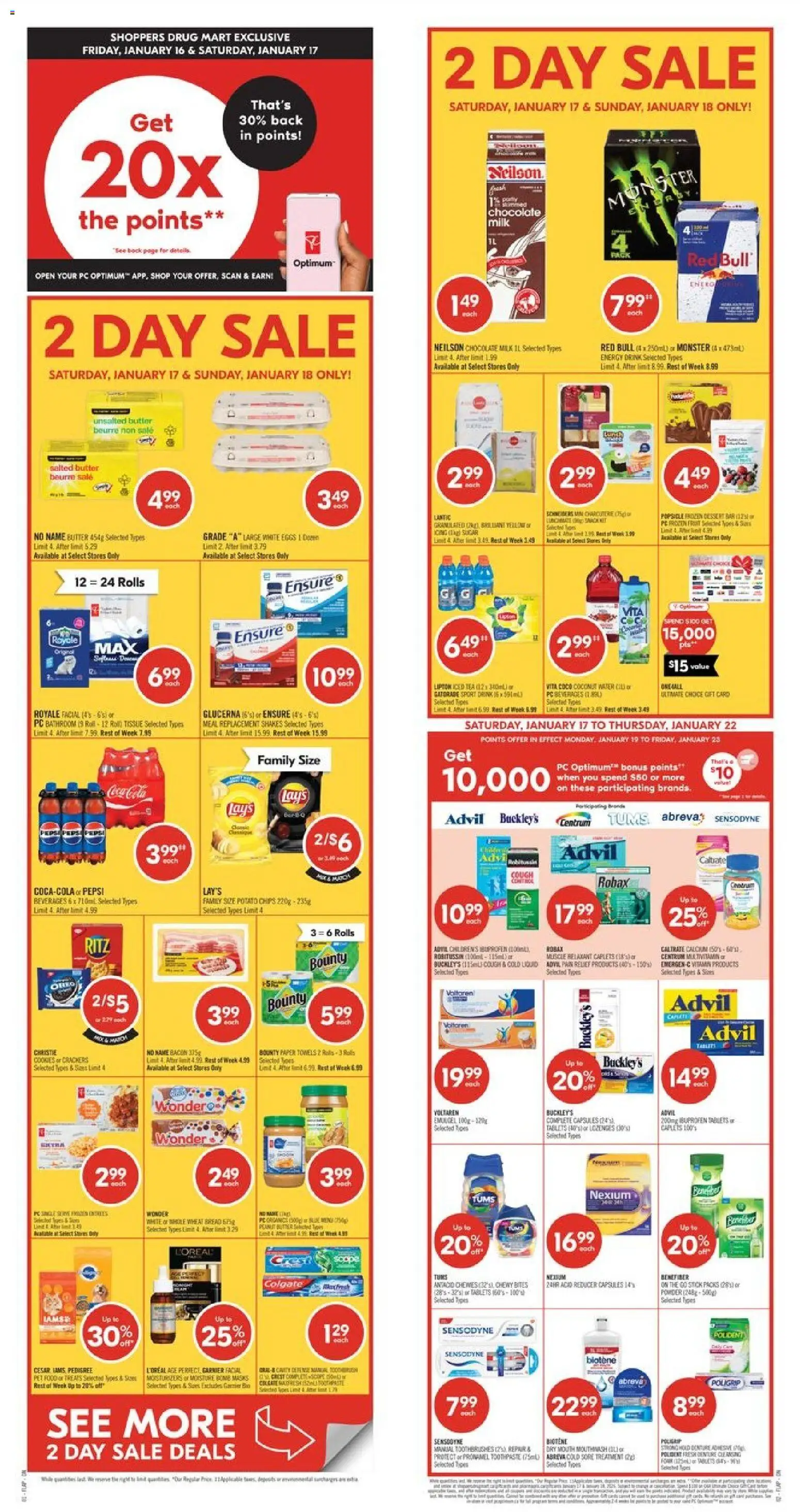 Shoppers flyer valid from 16.01.2026 | Page: 1 | Products: Powder, Butter, Eggs, Chocolate