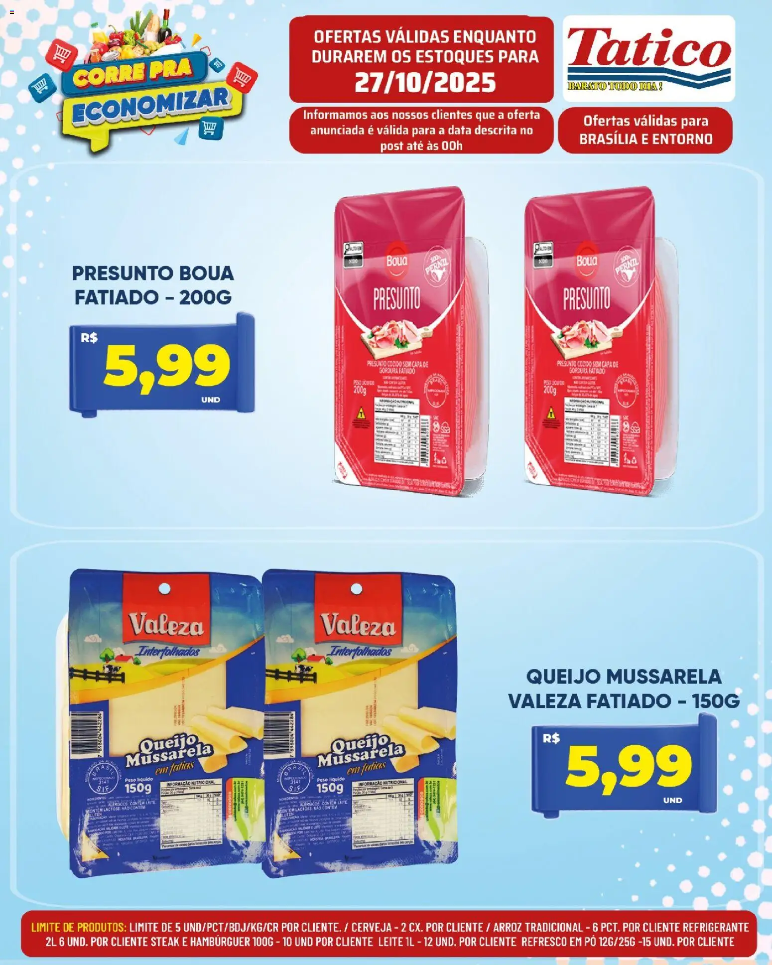 Tatico Folheto - válido de 27.10.2025 | Página: 8 | Produtos: Pó, Leite, Refrigerante, Mussarela