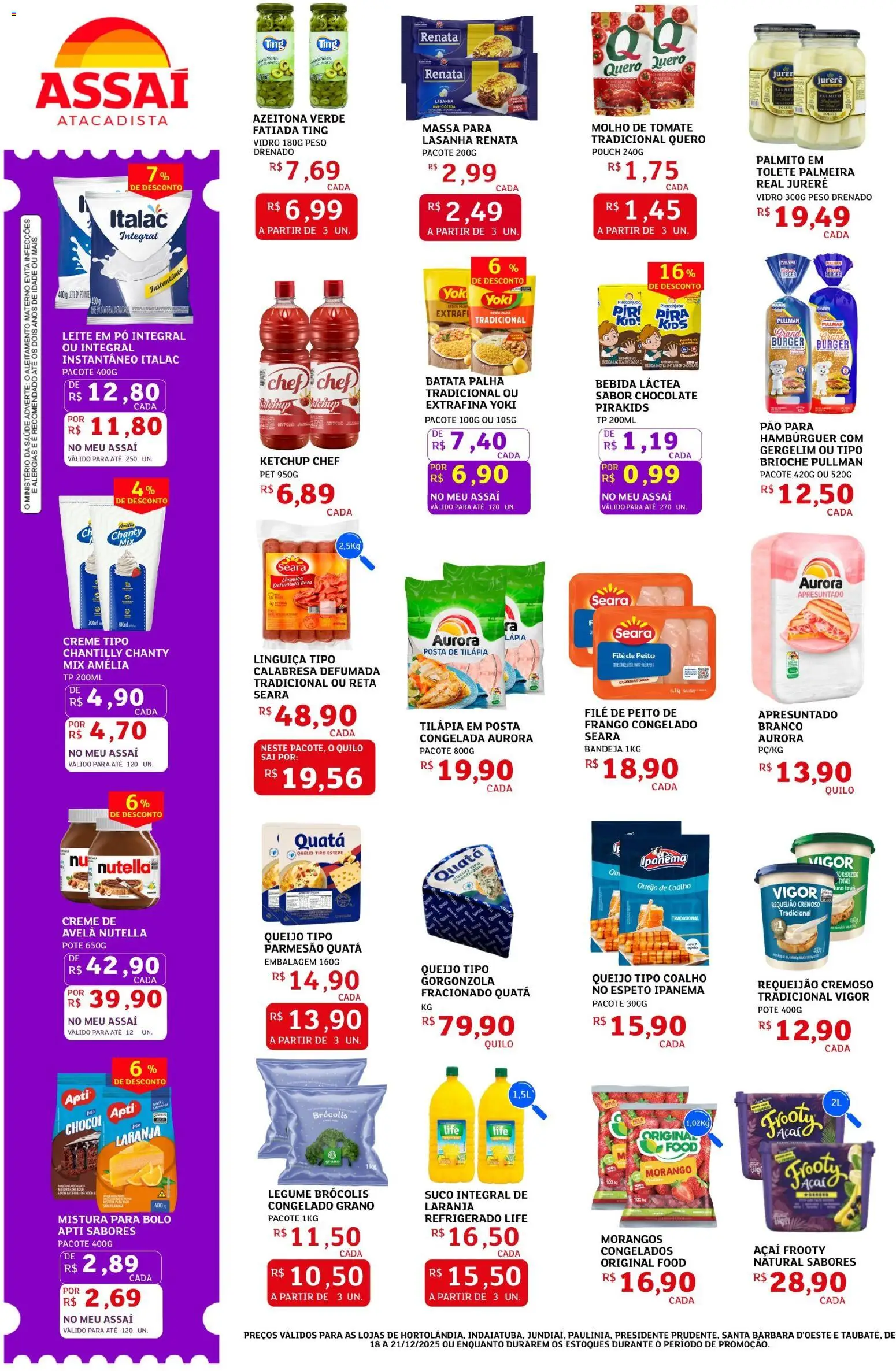 Assaí Atacadista Folheto - válido de 18.12.2025 | Página: 2 | Produtos: Linguiça, Tilápia, Requeijão, Mistura para bolo