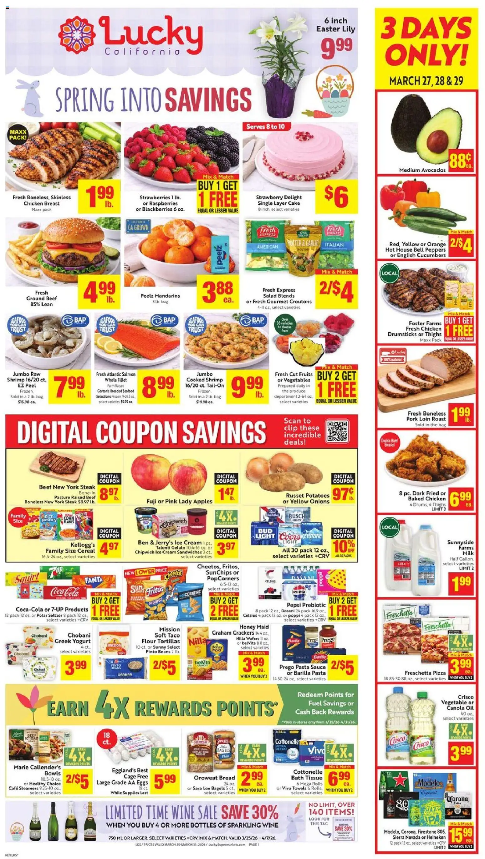 Lucky Supermarkets Weekly Ad - valid from 25.03.2026 | Page: 1 | Products: Clip, Cream, Cucumbers, Fruits