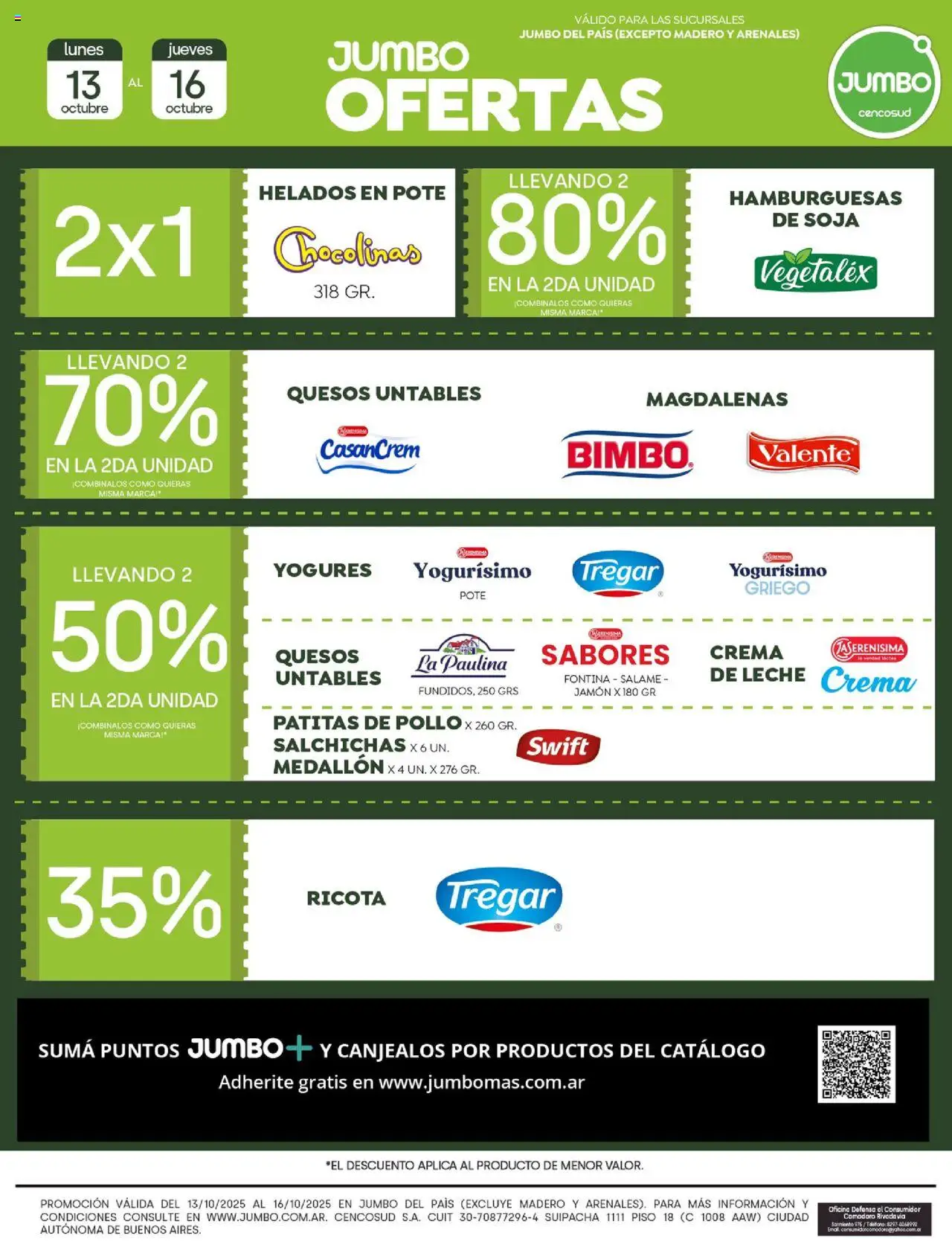 Jumbo - Ofertas | Interior │ válido desde el 13.10.2025 | Página: 2 | Productos: Pollo, Leche, Jamón, Salame