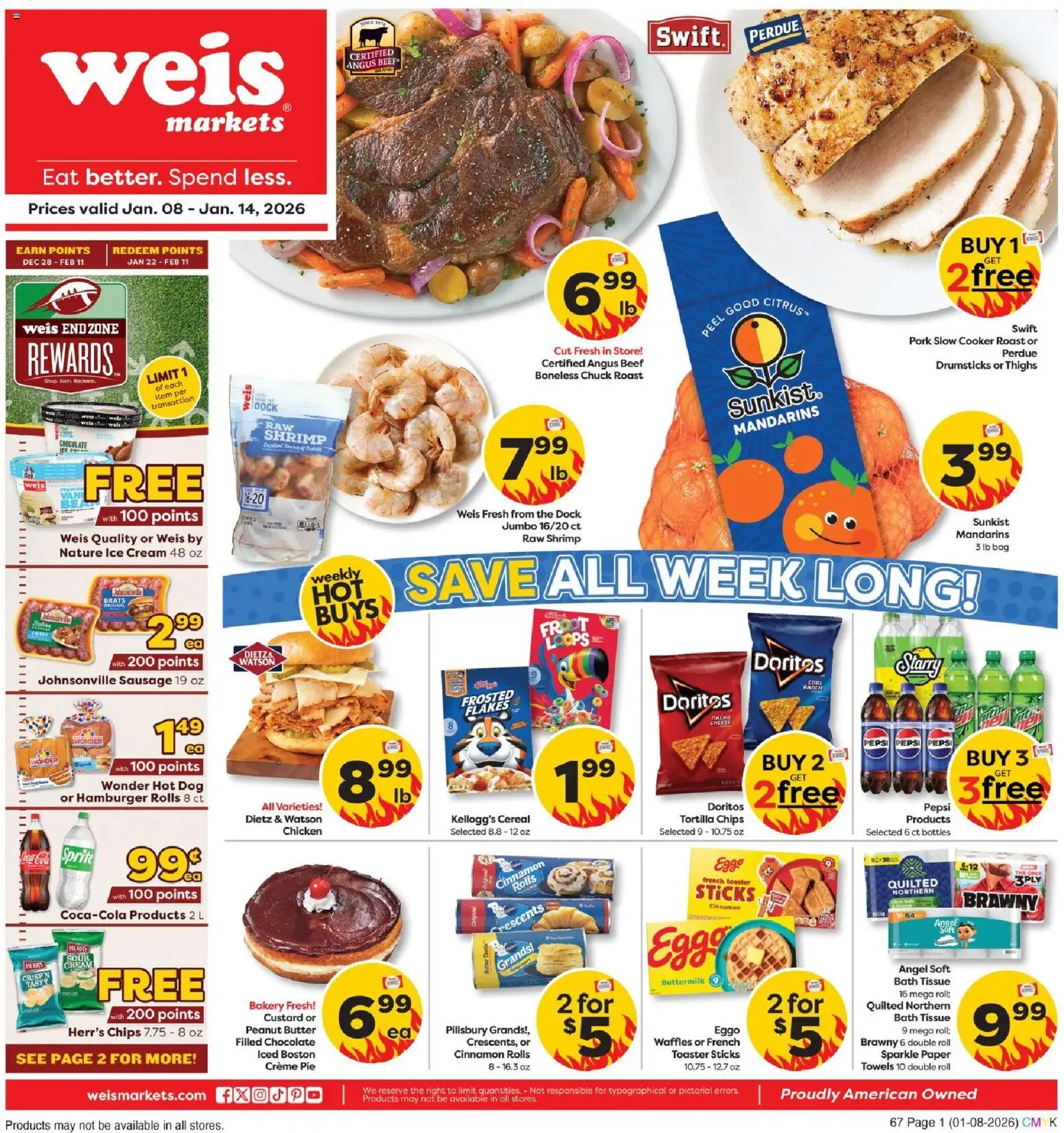 Weis Weekly Ad - valid from 08.01.2026 | Page: 1 | Products: Cooker, Bath, Cheese, Beef