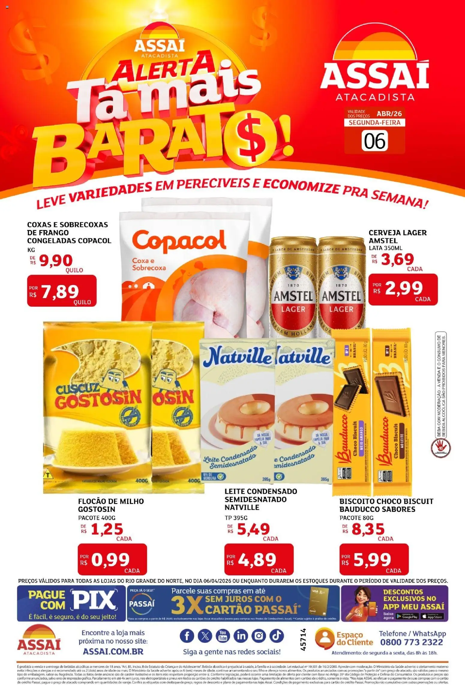 Assaí Atacadista Folheto - válido de 06.04.2026 | Página: 1 | Produtos: Chocolate, Cerveja, Pneus, Bebida