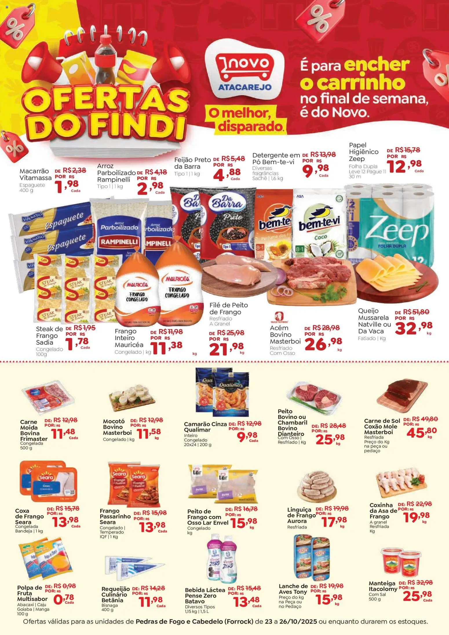 Novo Atacarejo Folheto - válido de 23.10.2025 | Página: 1 | Produtos: Goiaba, Perfume, Vitamassa, Mussarela