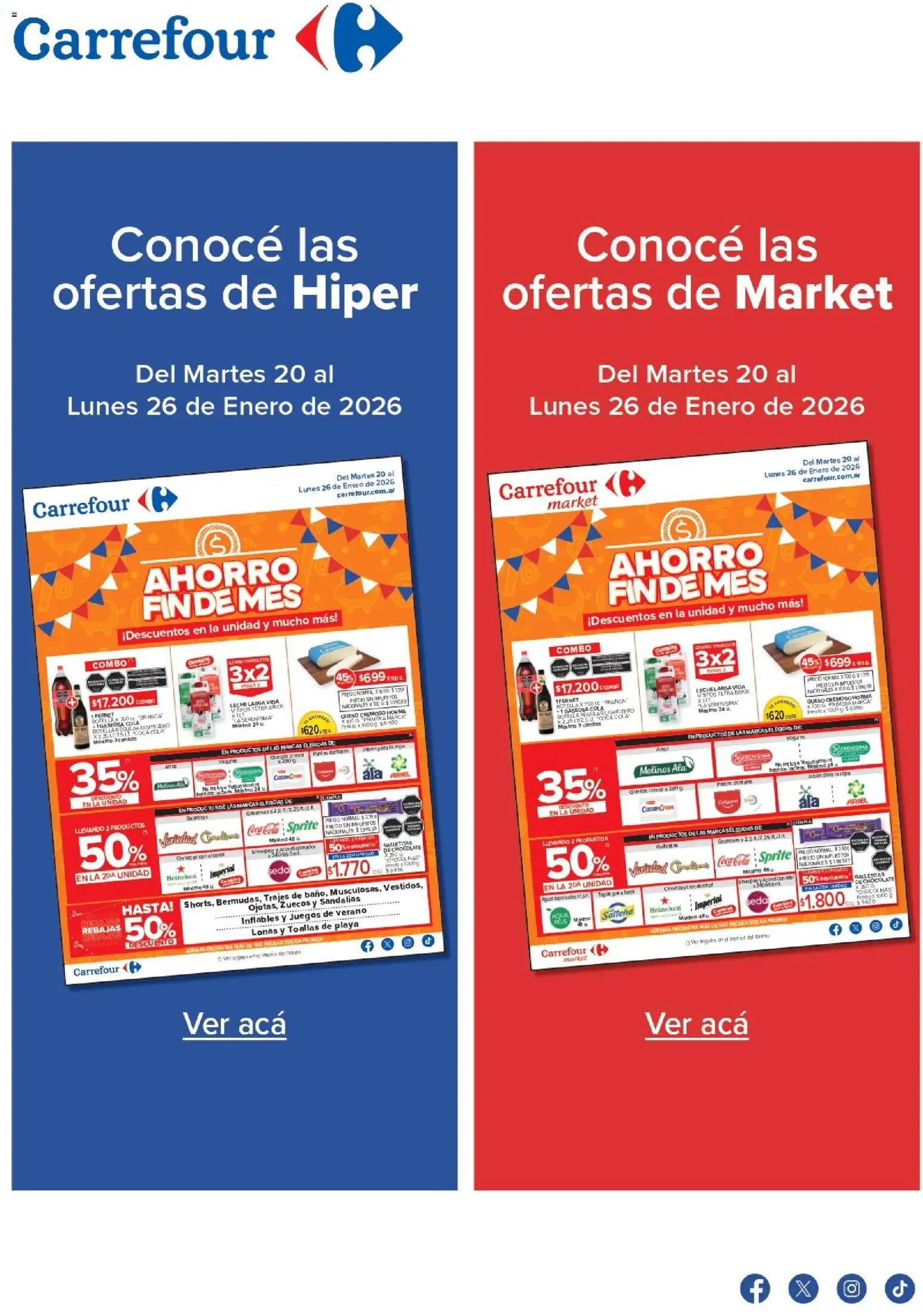Carrefour ofertas │ válido desde el 20.01.2026 | Página: 1 | Productos: Toallas, Toldo, Jabón, Leche
