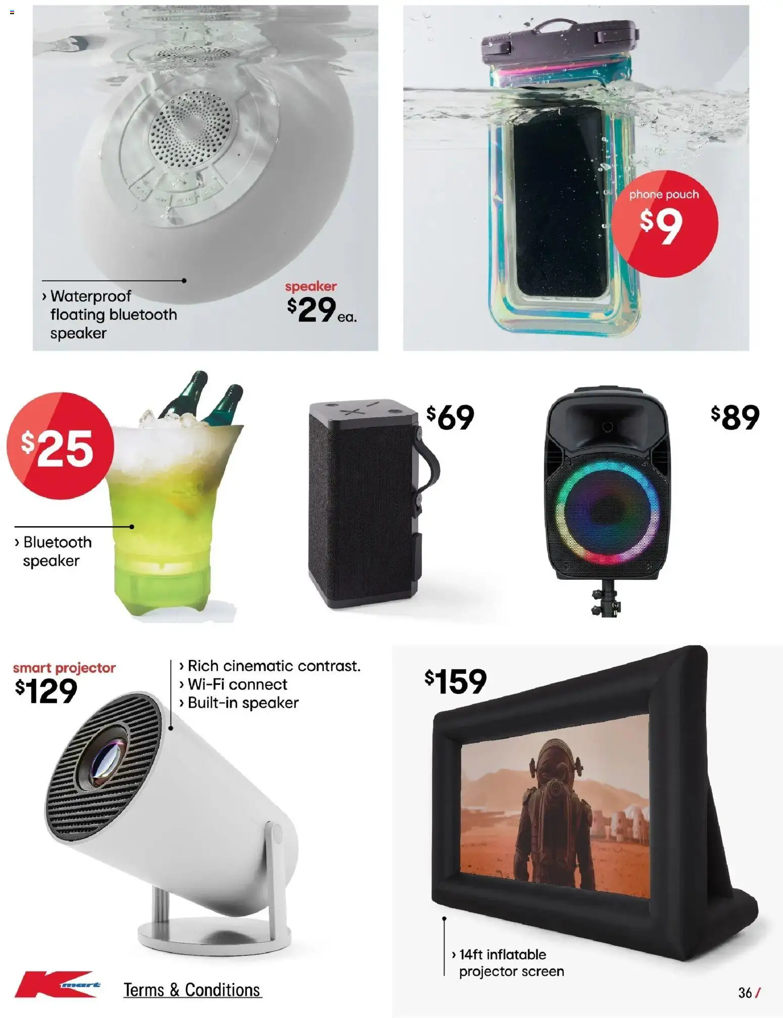 Kmart catalogue - valid from 04.12.2025 | Page: 36 | Products: Bluetooth speaker, Phone, Projector, Screen