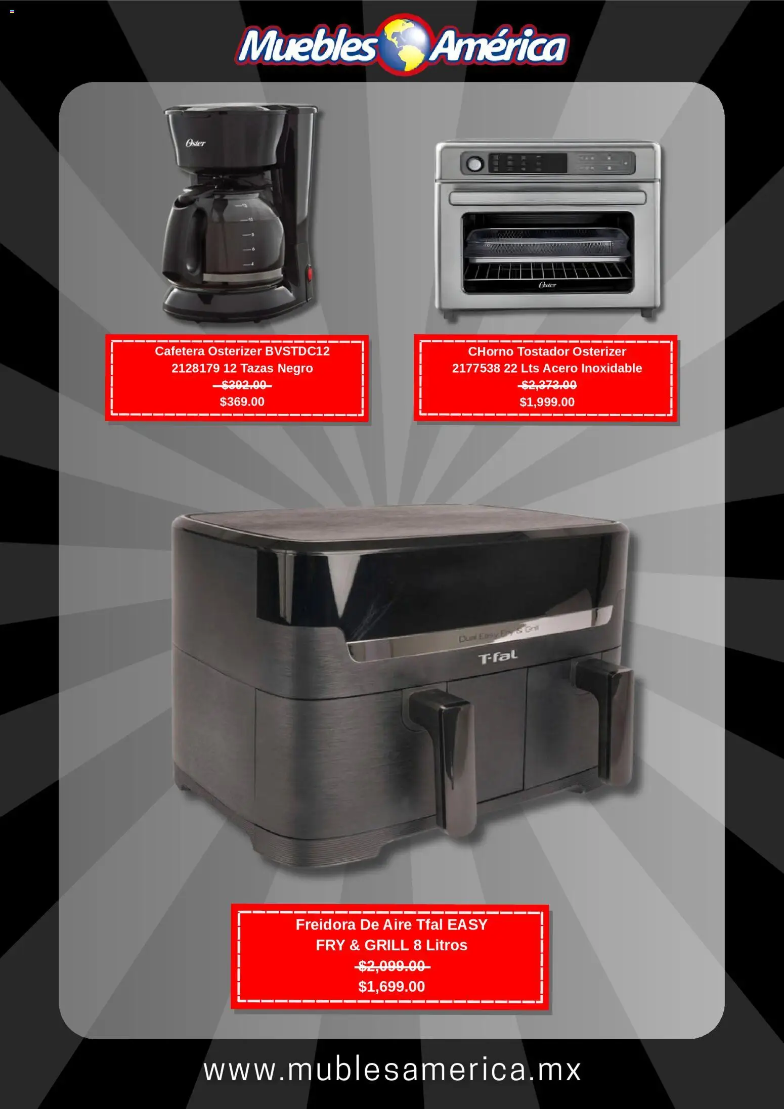 Nuevas ofertas de Muebles America válidas en toda la República Mexicana desde el 27.11.2025. ¡Encuentra las mejores ofertas en Muebles America Black Friday! | Página: 3 | Productos: Freidora de aire, Cafetera, Freidora