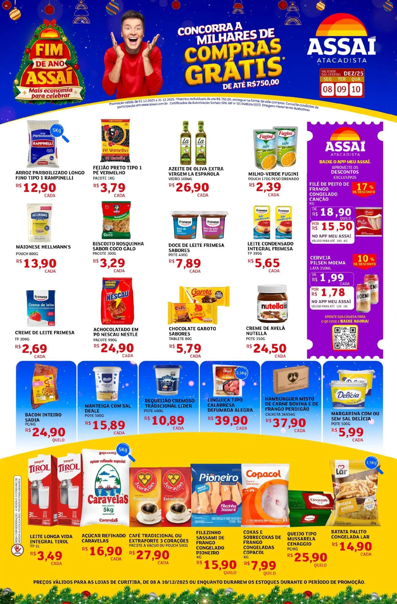 Assaí Atacadista Folheto - válido de 08.12.2025 | Página: 1 | Produtos: Creme de leite frimesa, Cerveja, Carne, Azeite