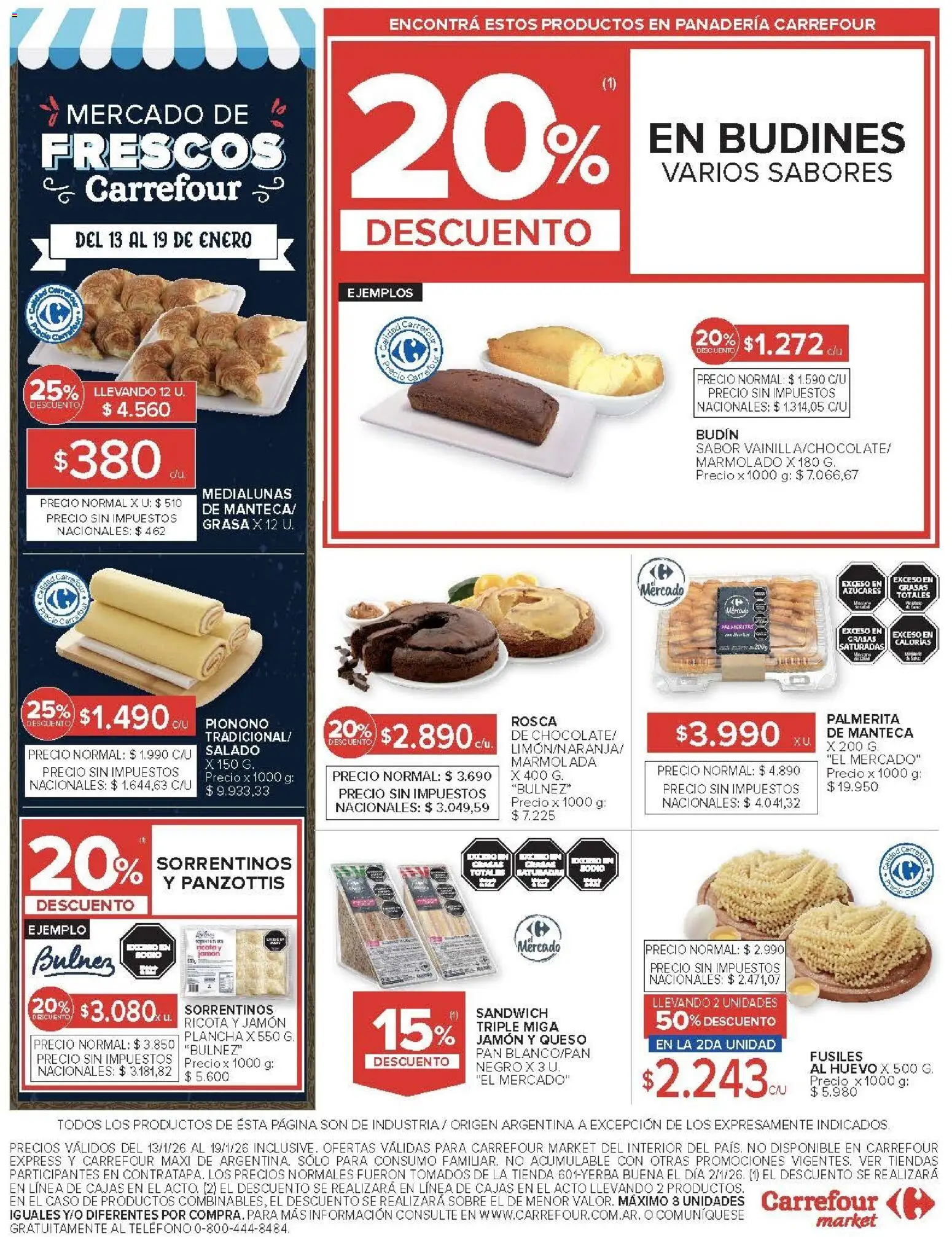 Carrefour Market catálogo │ válido desde el 13.01.2026 | Página: 18 | Productos: Sobre, Manteca, Pan, Pionono