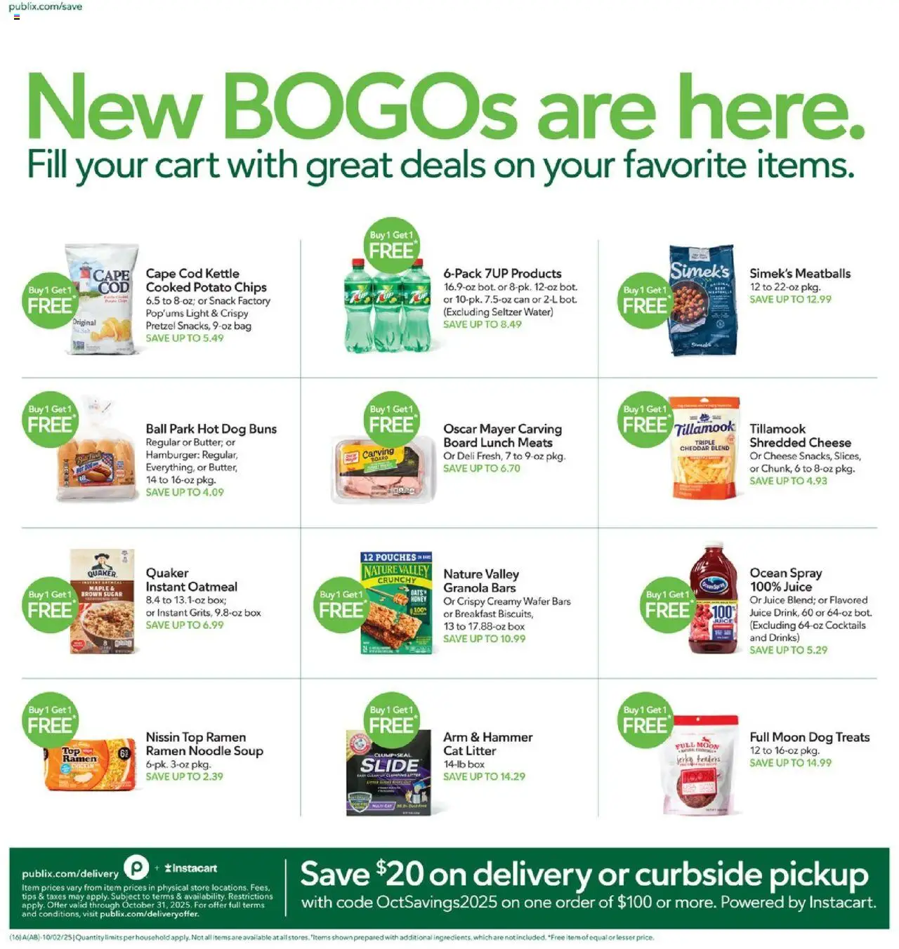 Publix Weekly Ad - valid from 01.10.2025 | Page: 16 | Products: Dog Treats, Juice, Chips, Sugar