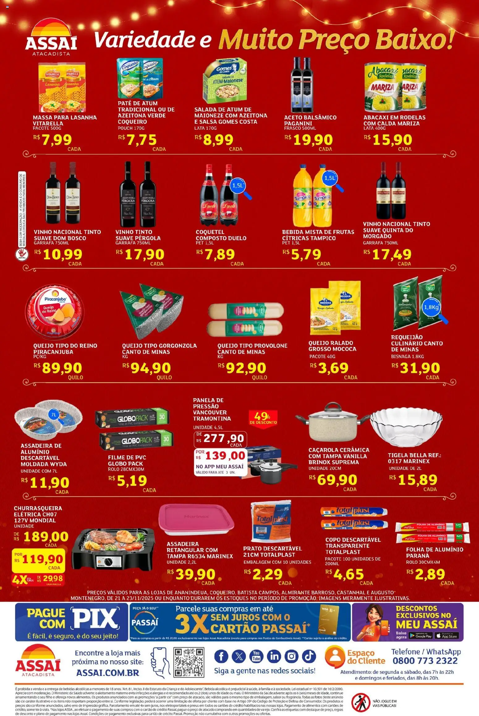 Assaí Atacadista Folheto - válido de 21.11.2025 | Página: 2 | Produtos: Provolone, Base, Massa, Bebida
