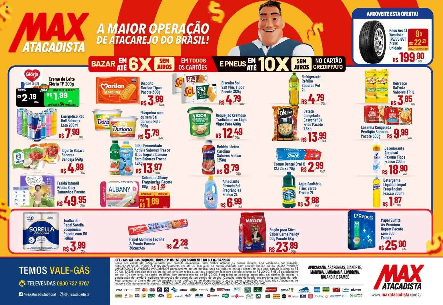 Max Atacadista Folheto - válido de 07.04.2026 | Página: 2 | Produtos: Refresco, Detergente, Papel sulfite, Sabonete