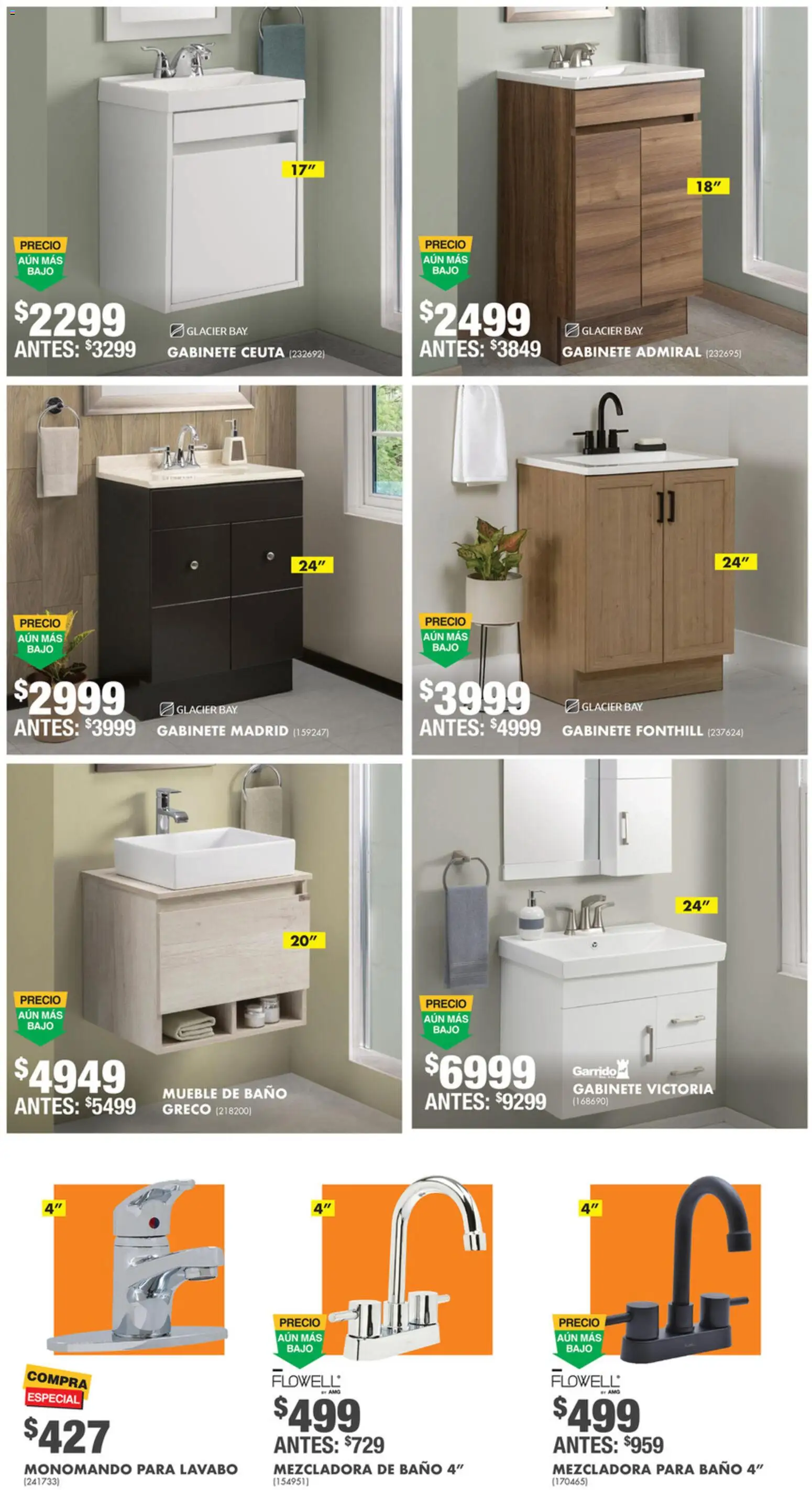 Nuevas ofertas de Home Depot válidas en toda la República Mexicana desde el 12.02.2026. ¡Encuentra las mejores ofertas en Home Depot catálogo! | Página: 5 | Productos: Gabinete, Lavabo, Baño