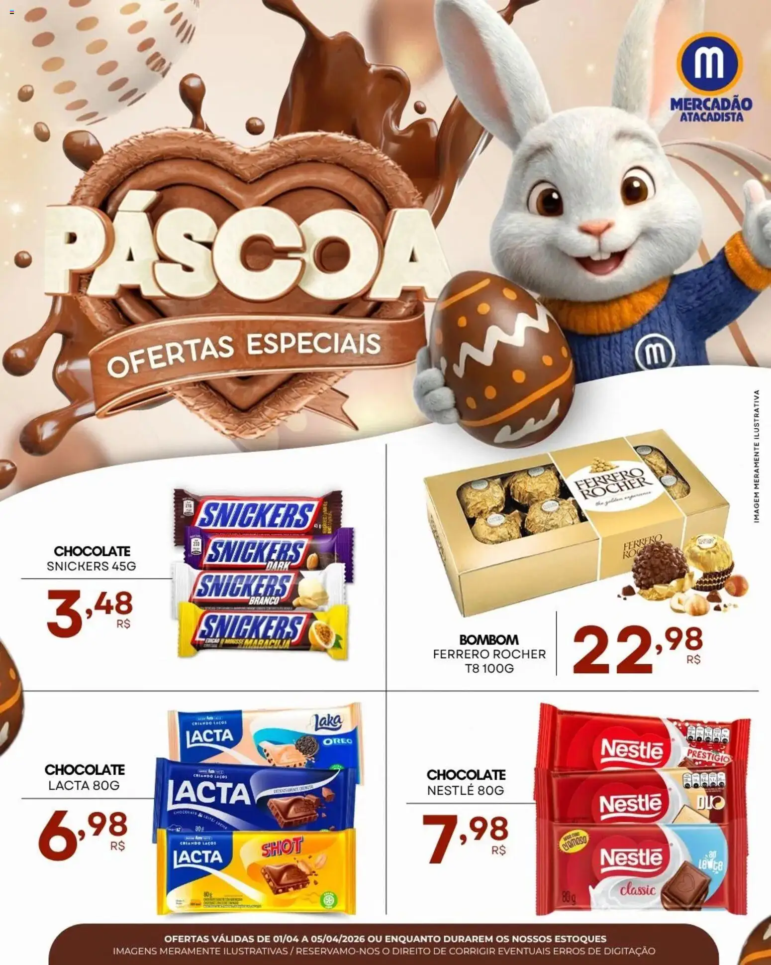 Mercadão Atacadista Folheto - válido de 01.04.2026 | Página: 1 | Produtos: Mousse, Chocolate, Ferrero Rocher, Bombom