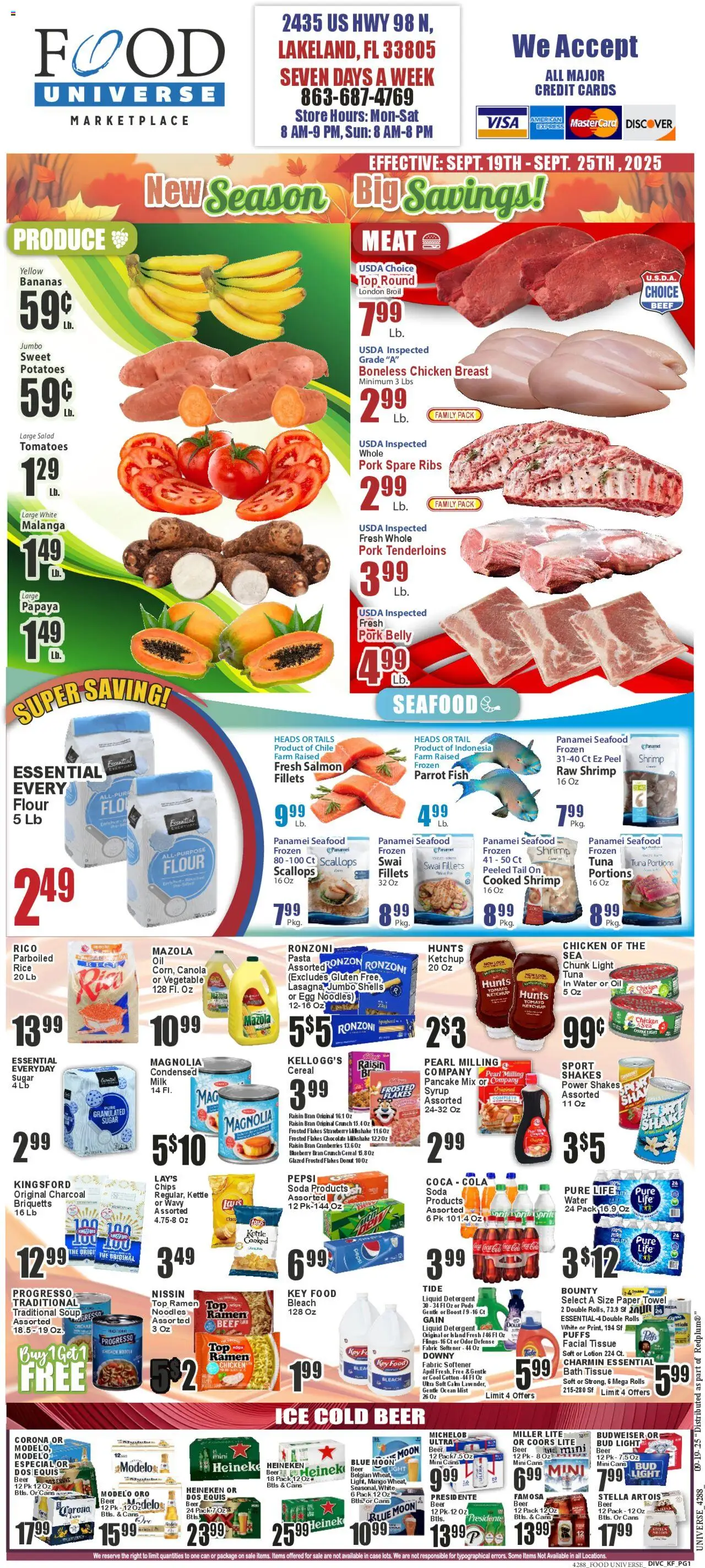 Food Universe Weekly Ad - valid from 19.09.2025 | Page: 1 | Products: Oil, Noodles, Fabric softener, Salad
