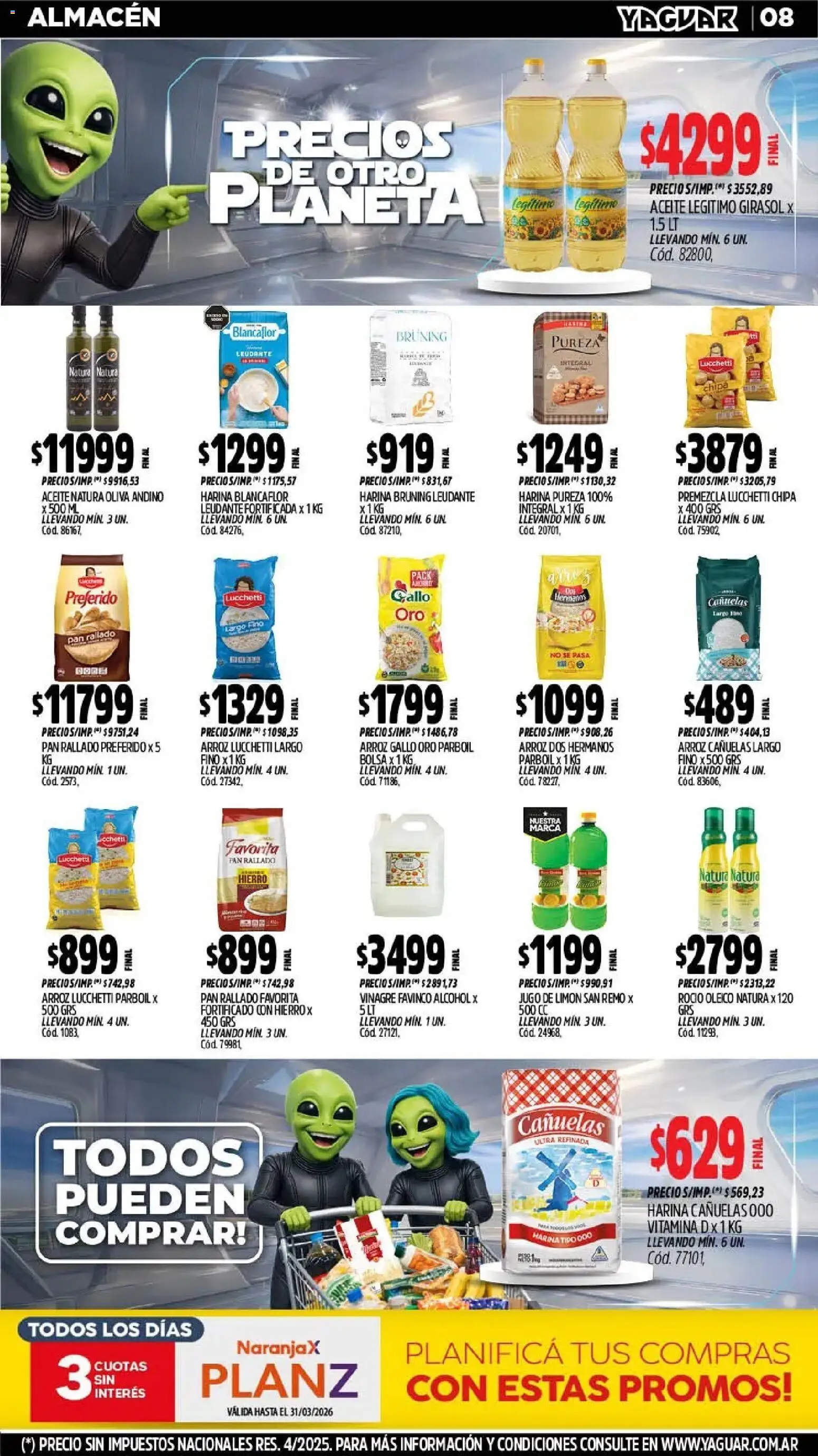 Yaguar - Oferta Semanal Neuquen │ válido desde el 02.03.2026 | Página: 8 | Productos: Vinagre, Limón, Arroz, Pan rallado