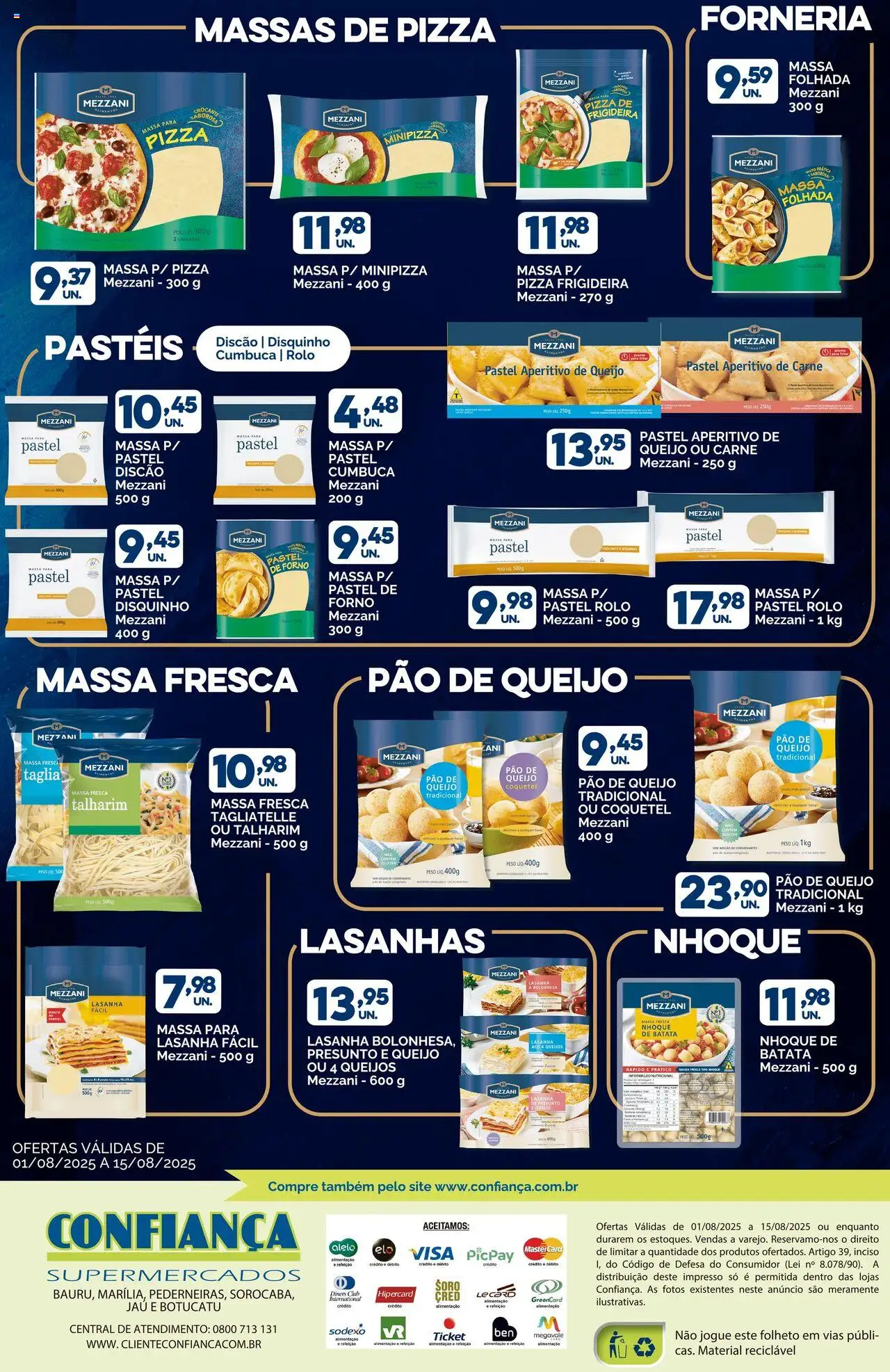 Confiança Folheto - válido de 01.08.2025 | Página: 2 | Produtos: Forno, Talharim, Queijo, Carne