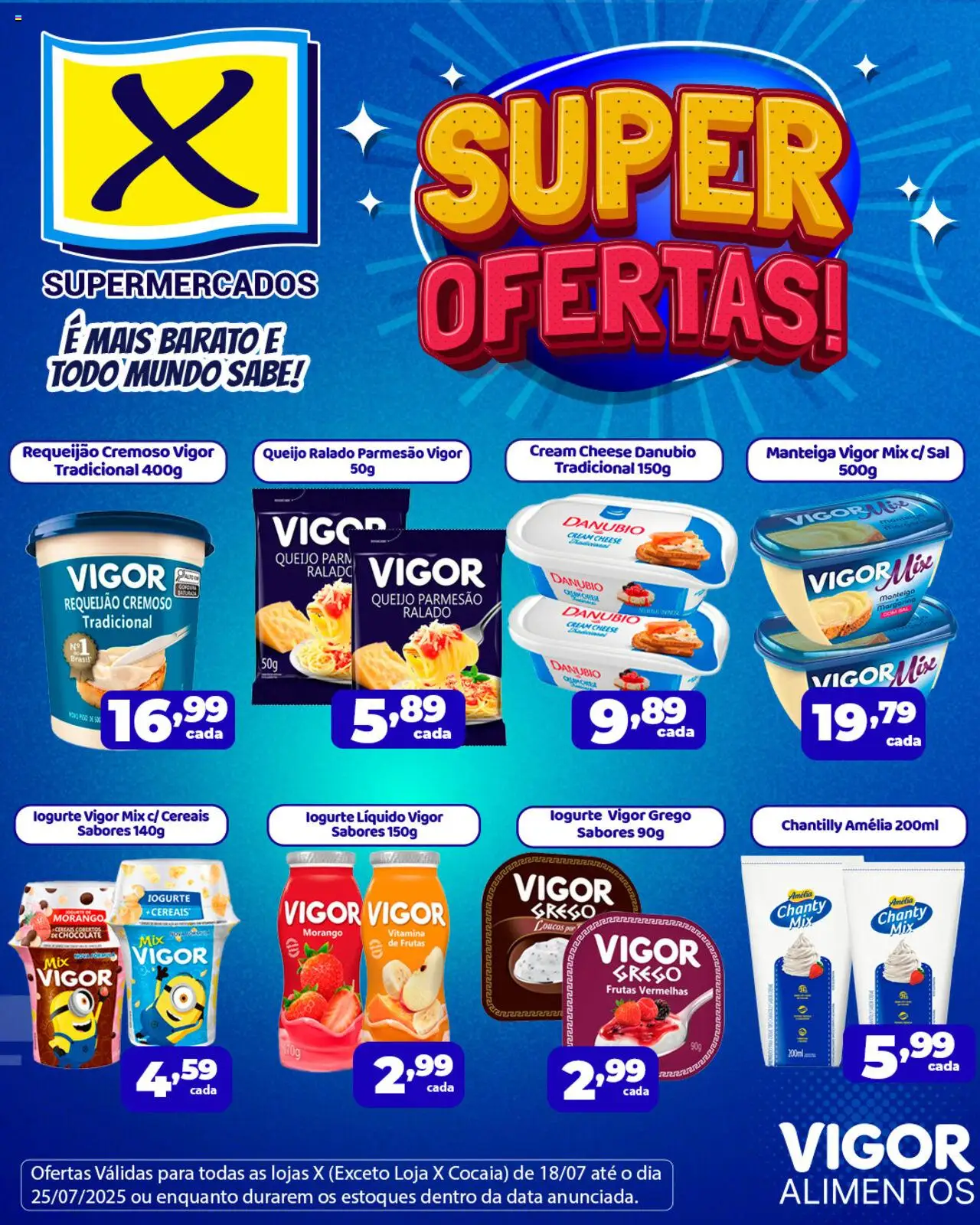 X Supermercados Folheto - válido de 18.07.2025 | Página: 1 | Produtos: Manteiga, Cream cheese, Sal, Margarina