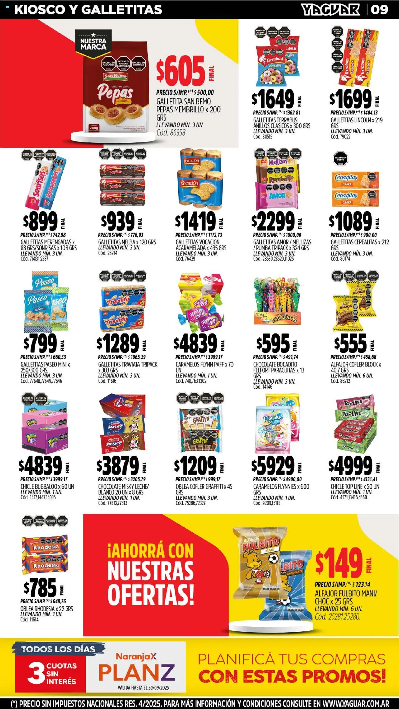Yaguar catálogo │ válido desde el 15.09.2025 | Página: 10 | Productos: Galletitas, Mani, Chocolate, Alfajor