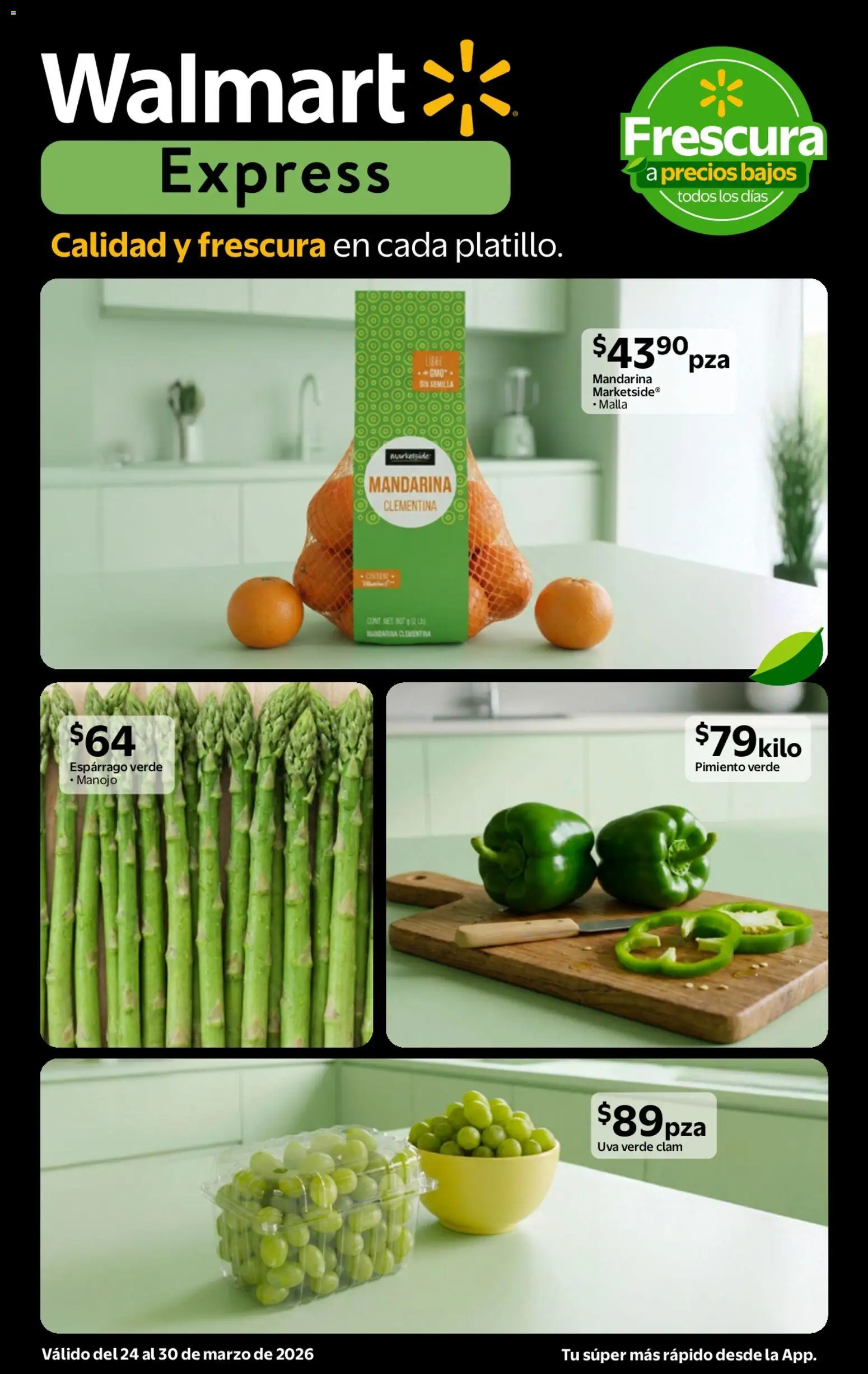 Nuevas ofertas de Walmart Express válidas en toda la República Mexicana desde el 24.03.2026. ¡Encuentra las mejores ofertas en Walmart Express folleto Calidad a precios bajos! | Página: 2 | Productos: Pimiento, Uva, Malla