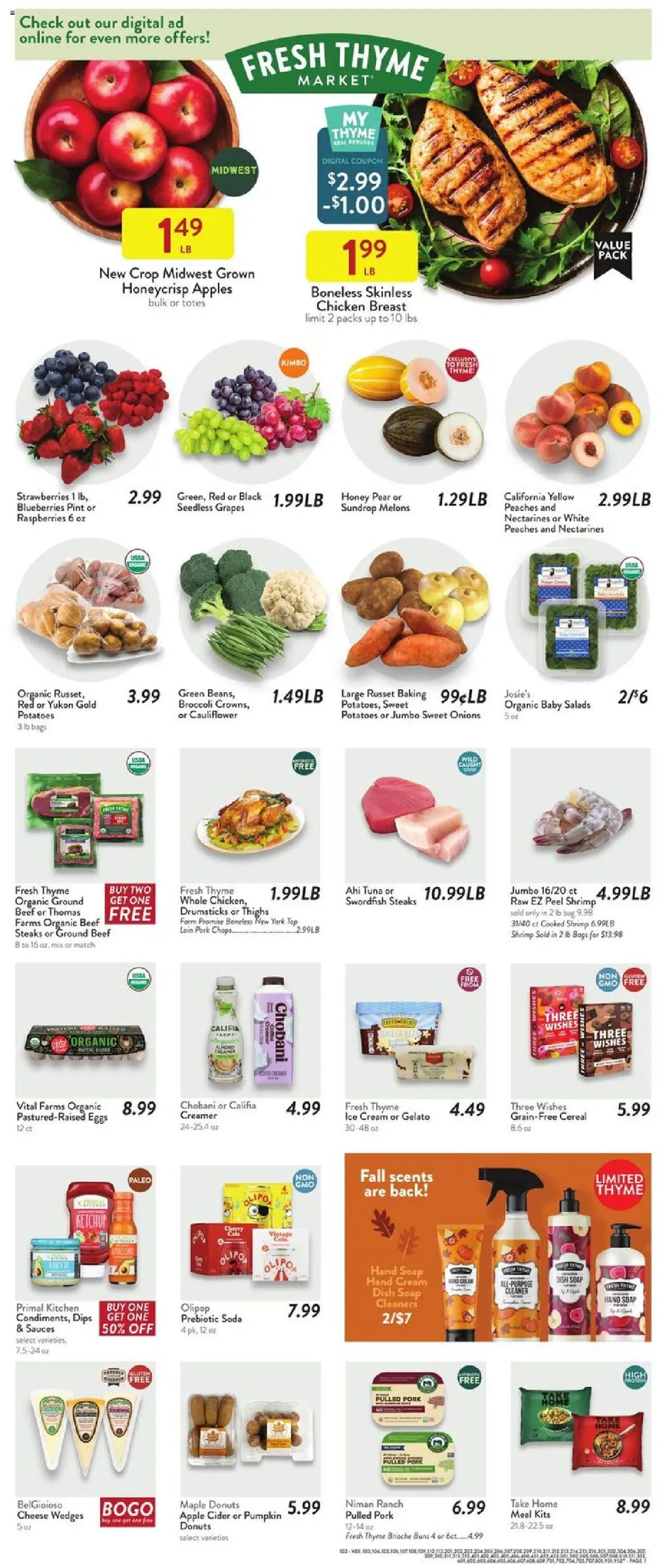 Fresh Thyme Weekly Ad - OH - valid from 10.09.2025 | Page: 2 | Products: Cider, Beef, Ketchup, Grapes