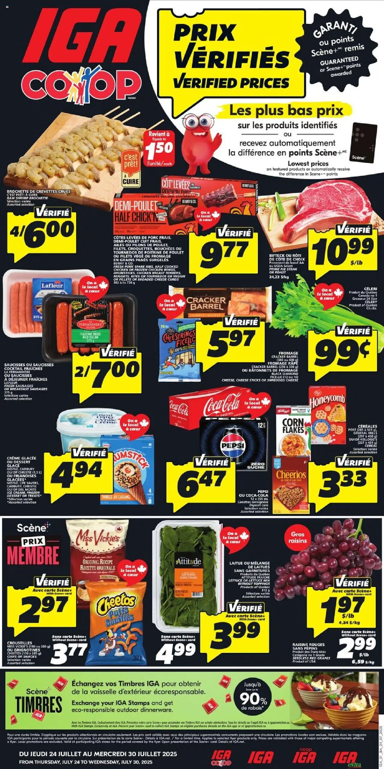 IGA flyer valid from 24.07.2025 | Page: 1 | Products: Chips, Cheese, Chicken, Pork