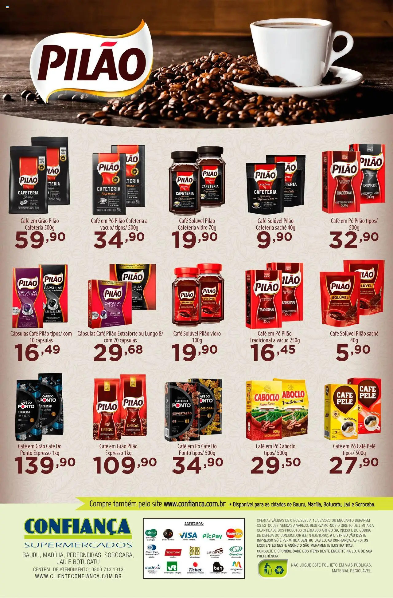 Confiança Folheto - válido de 01.08.2025 | Página: 2 | Produtos: Pó, Leite, Café, Cera