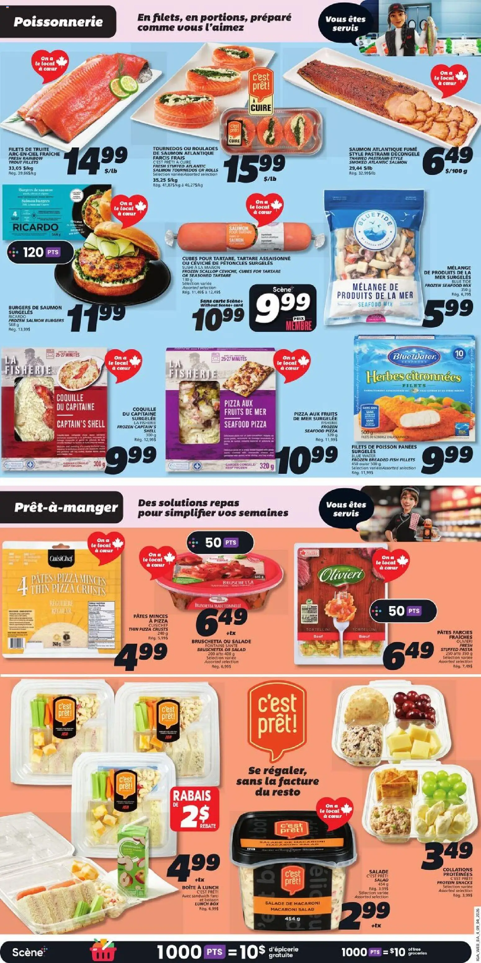 IGA flyer valid from 09.04.2026 | Page: 7 | Products: Fish, Pasta, Salad, Pizza