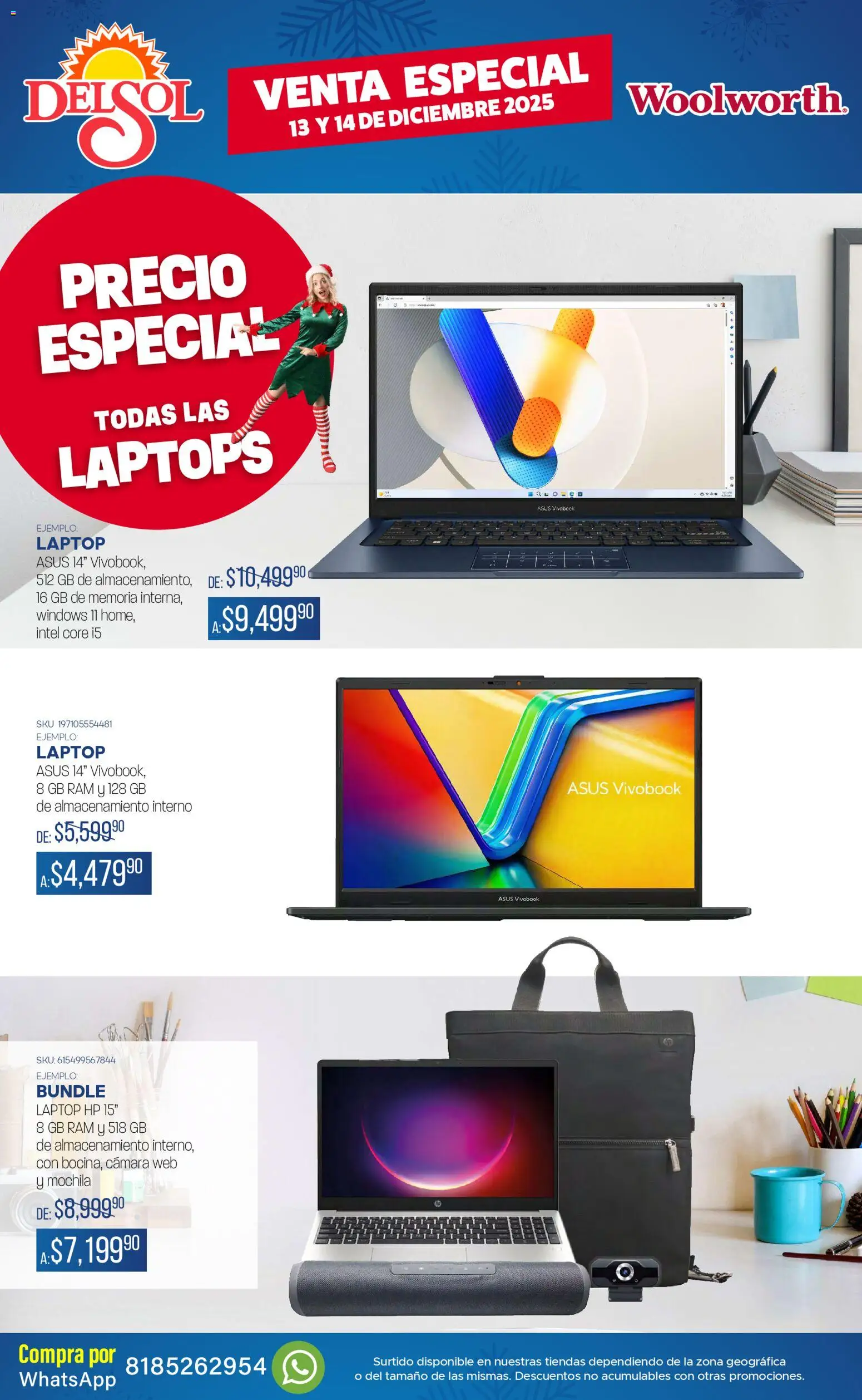 Nuevas ofertas de Del Sol y Woolworth válidas en toda la República Mexicana desde el 13.12.2025. ¡Encuentra las mejores ofertas en Del Sol y Woolworth catálogo Venta Especial de Navidad ! | Página: 16 | Productos: Mochila, Cámara