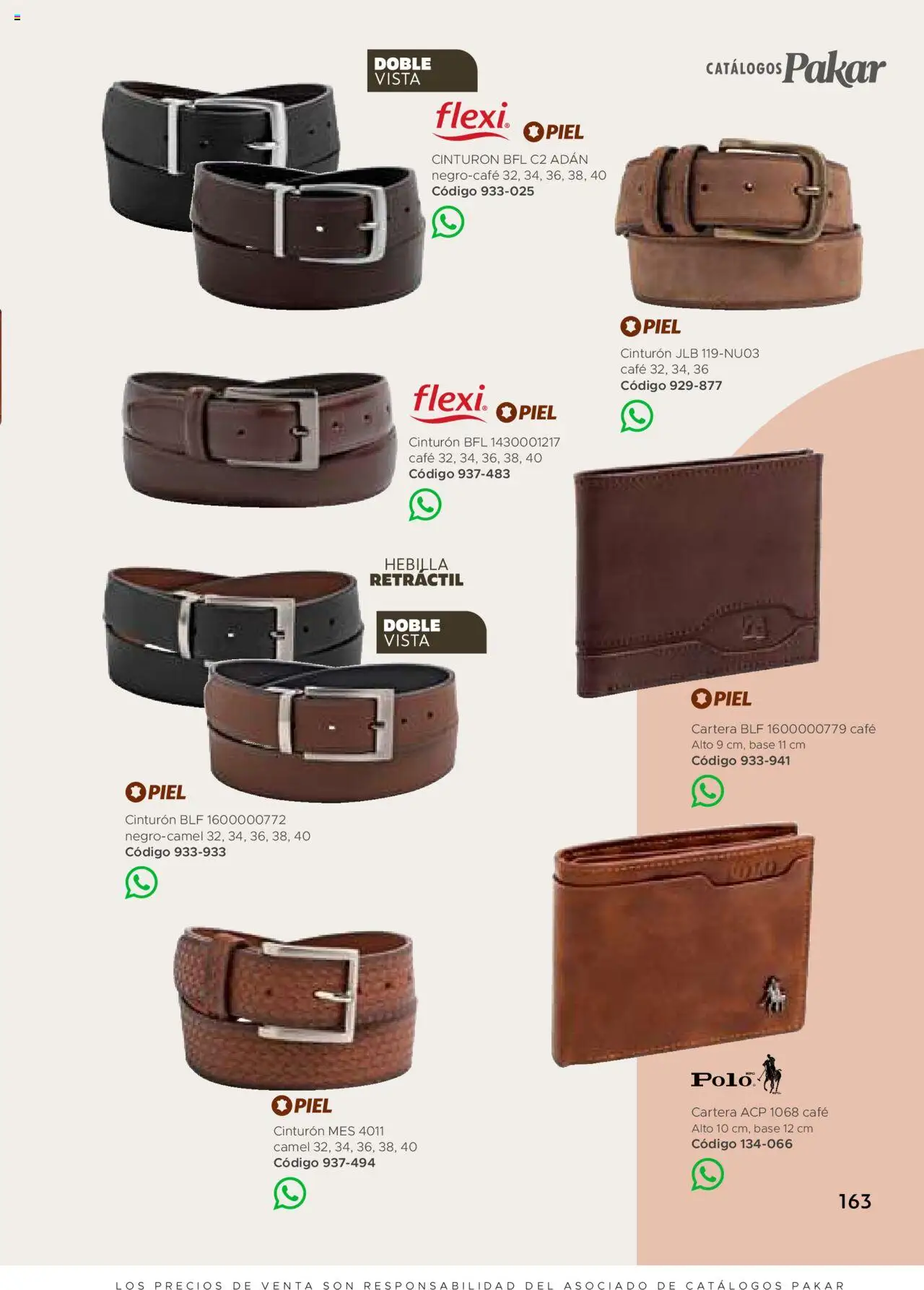 Nuevas ofertas de SC Pakar válidas en toda la República Mexicana desde el 24.07.2025. ¡Encuentra las mejores ofertas en SC Pakar Catálogo Ropa y Accesorios! | Página: 163 | Productos: Cinturón, Café, Hebilla