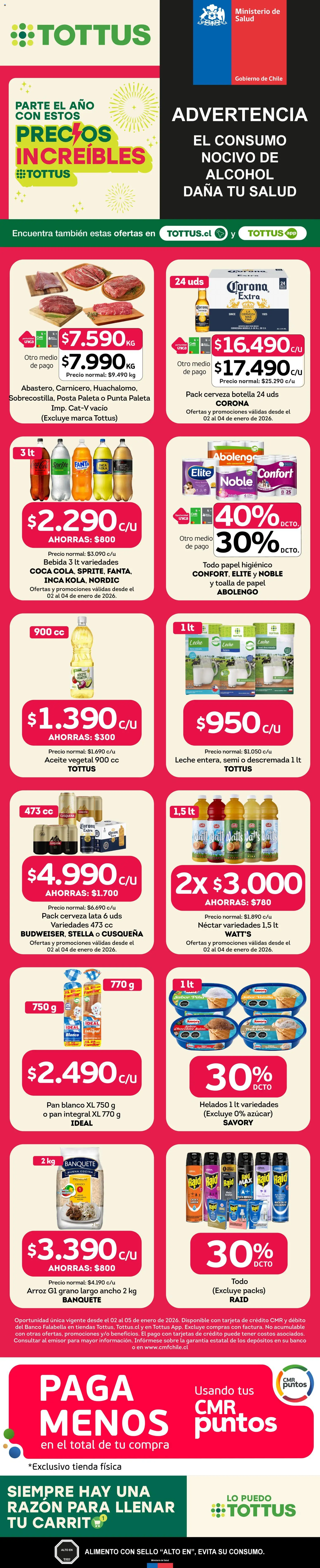Tottus ofertas  │ válido desde el 02.01.2026 | Página: 1 | Productos: Botella, Banco, Arroz, Aceite