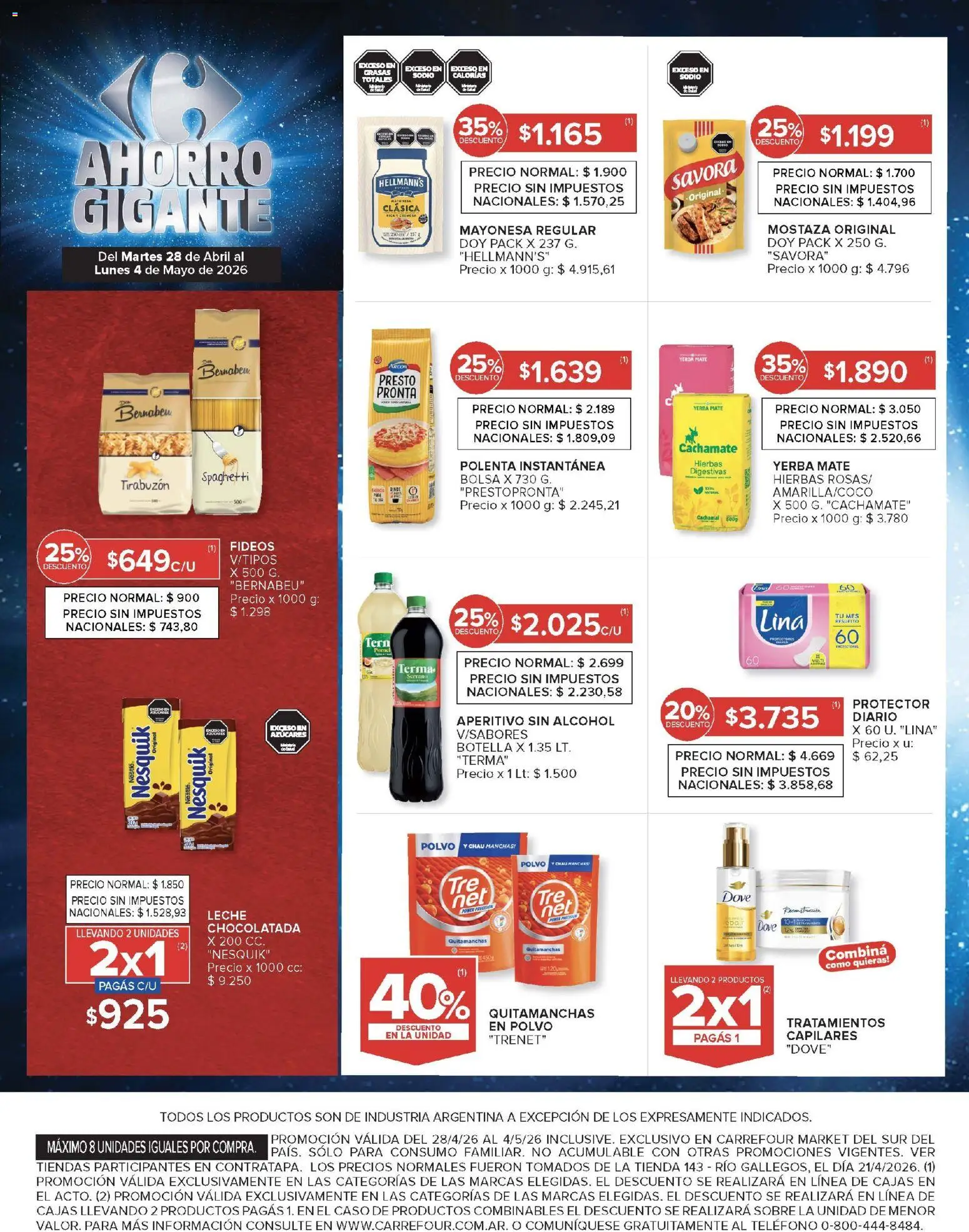 Carrefour ofertas │ válido desde el 28.04.2026 | Página: 40 | Productos: Teléfono, Mayonesa, Quitamanchas, Fideos