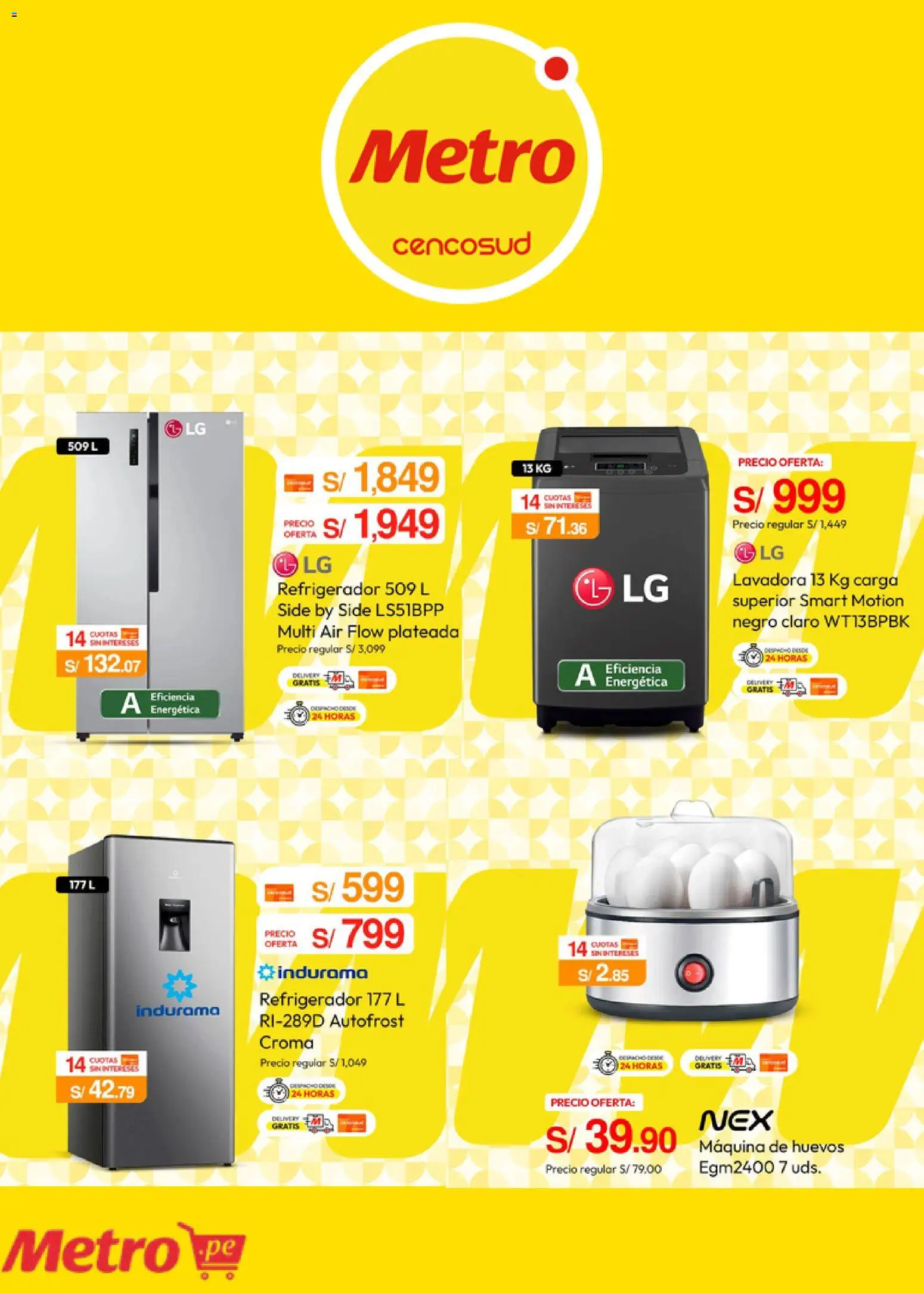 Catálogo Metro válido desde 09.03.2026 | Página: 5 | Productos: Huevos, Refrigerador, Lavadora