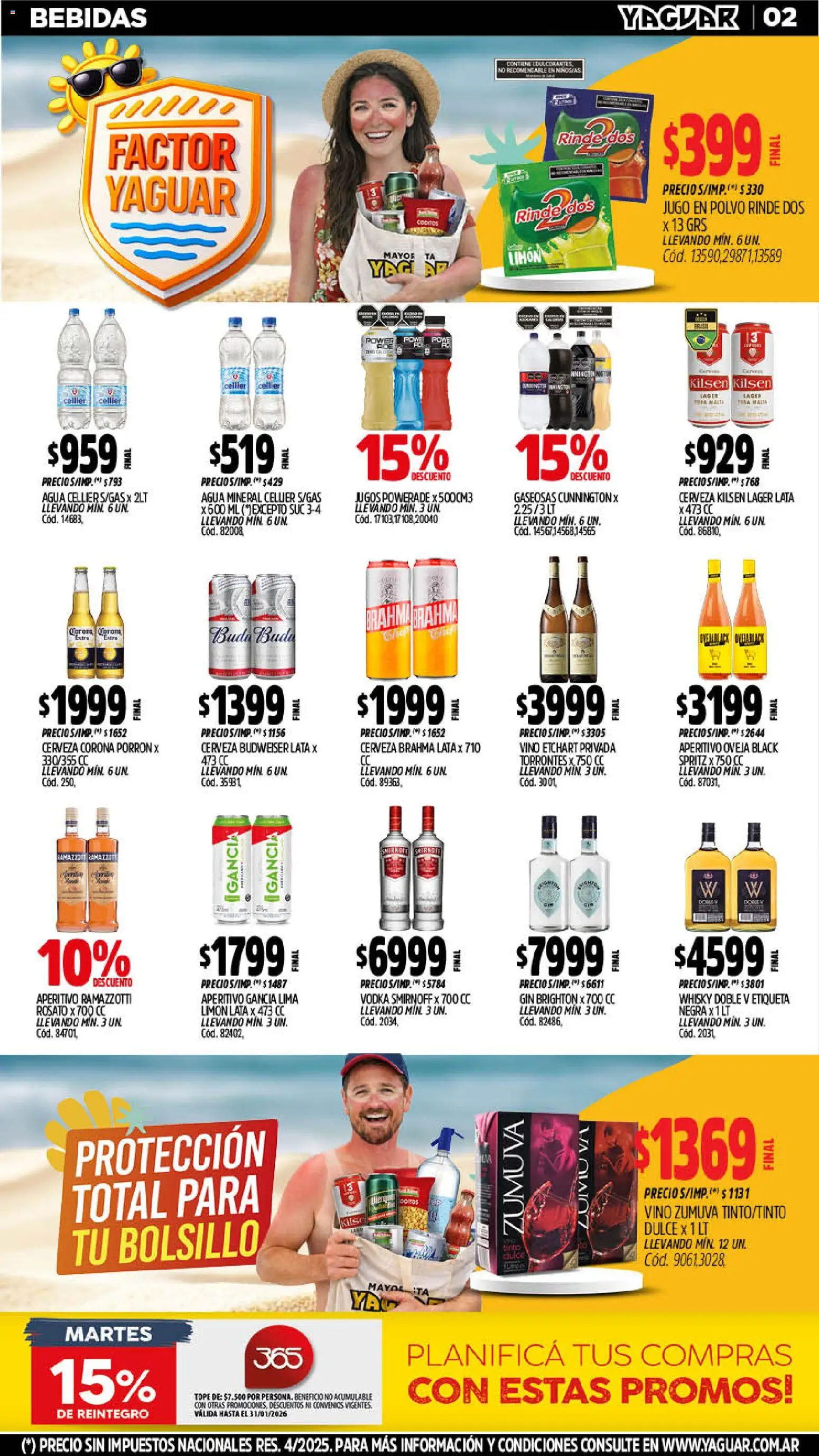 Yaguar - Oferta Semanal Mendoza │ válido desde el 19.01.2026 | Página: 2 | Productos: Whisky, Gin, Lima, Cerveza