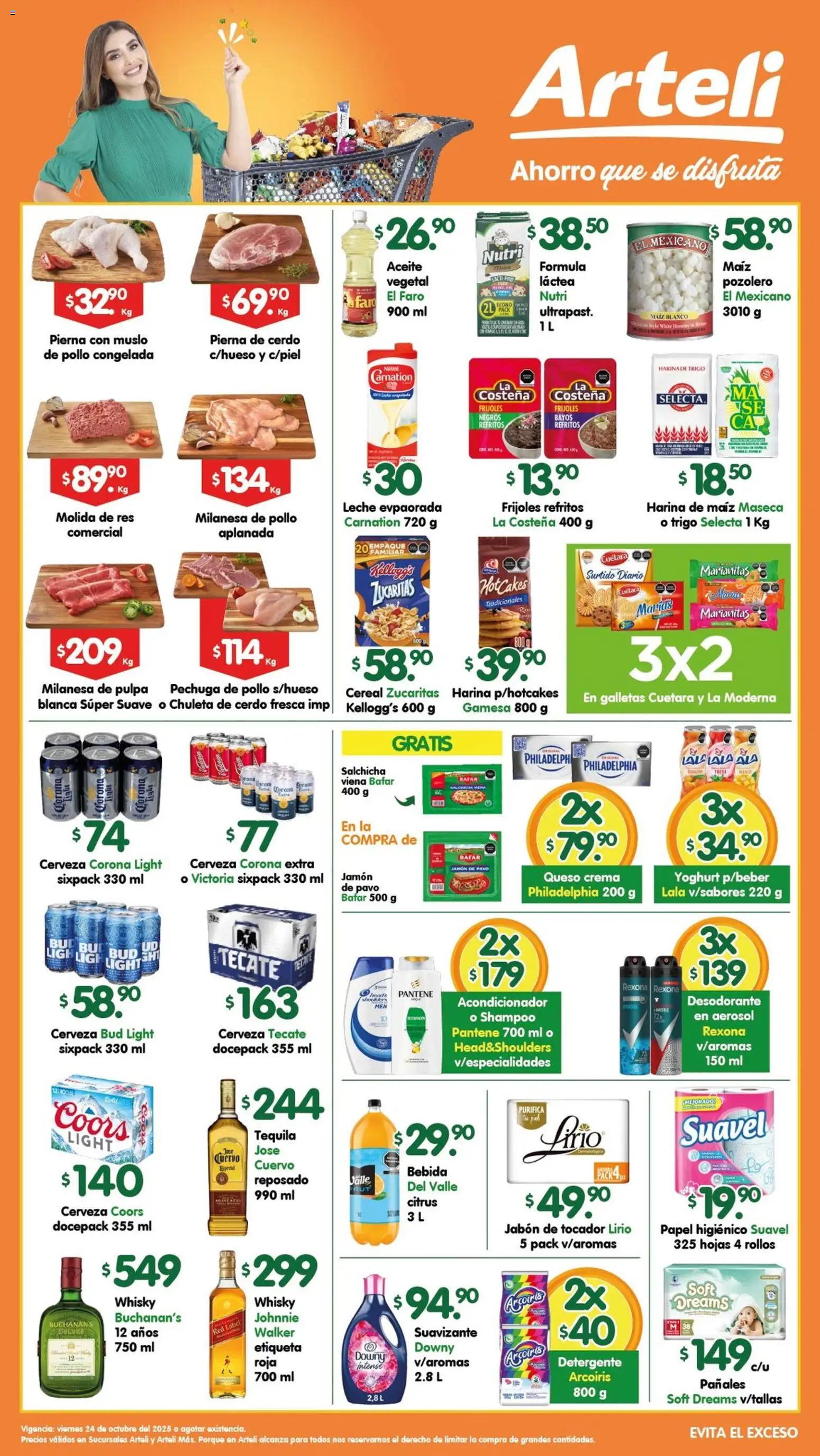 Nuevas ofertas de Arteli válidas en toda la República Mexicana desde el 24.10.2025. ¡Encuentra las mejores ofertas en Arteli - Folleto Arteli! | Página: 1 | Productos: Detergente, Cerveza, Res, Suavizante