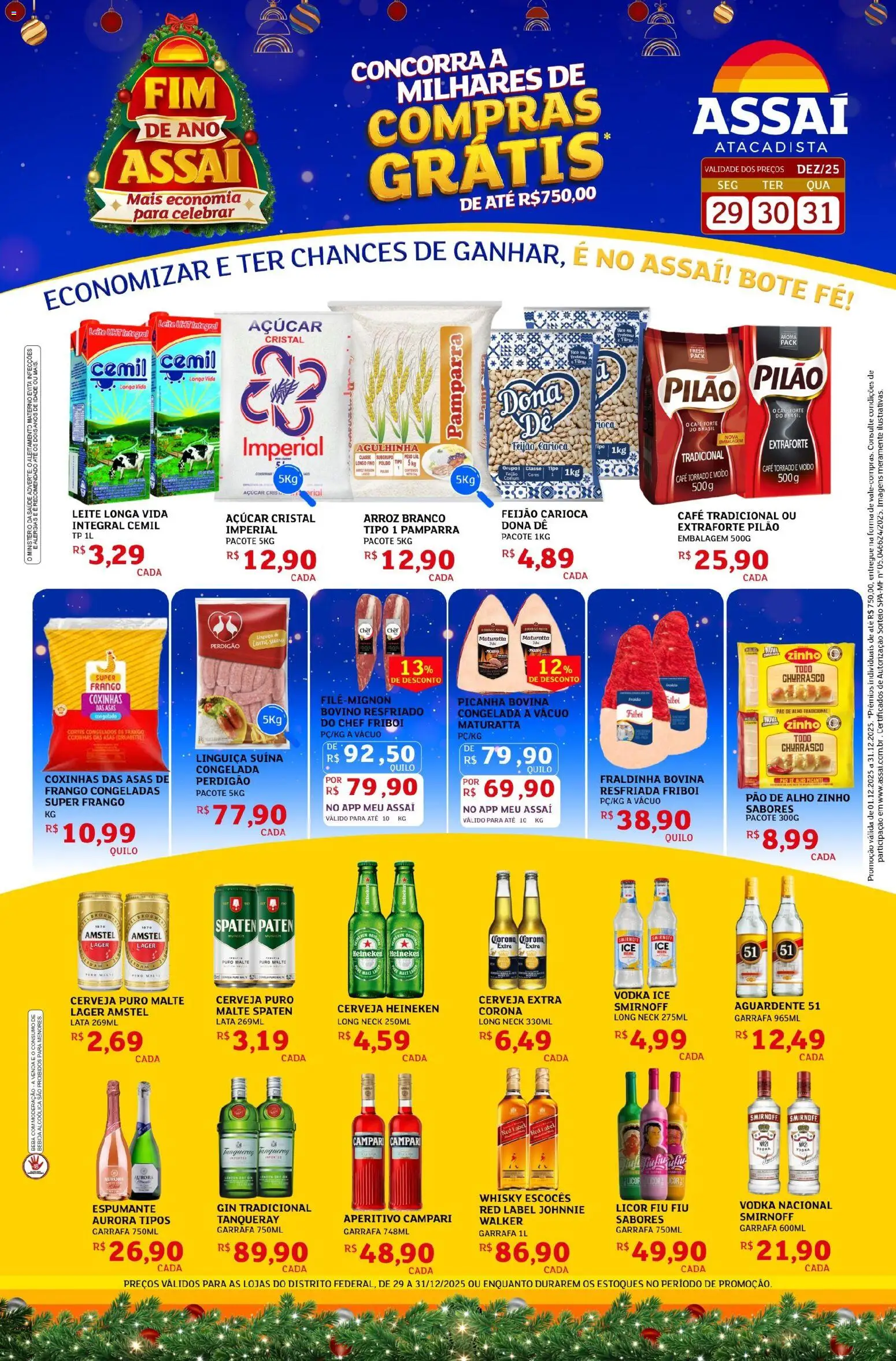 Assaí Atacadista Folheto - válido de 29.12.2025 | Página: 1 | Produtos: Licor, Fraldinha, Gin, Açúcar