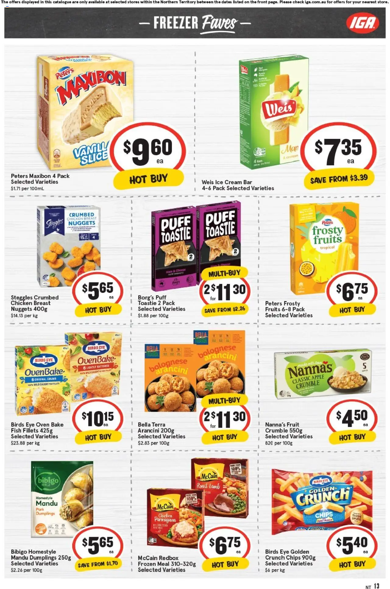 IGA catalogue - valid from 01.10.2025 | Page: 13 | Products: Fish, Cream, Ice cream, Fruits