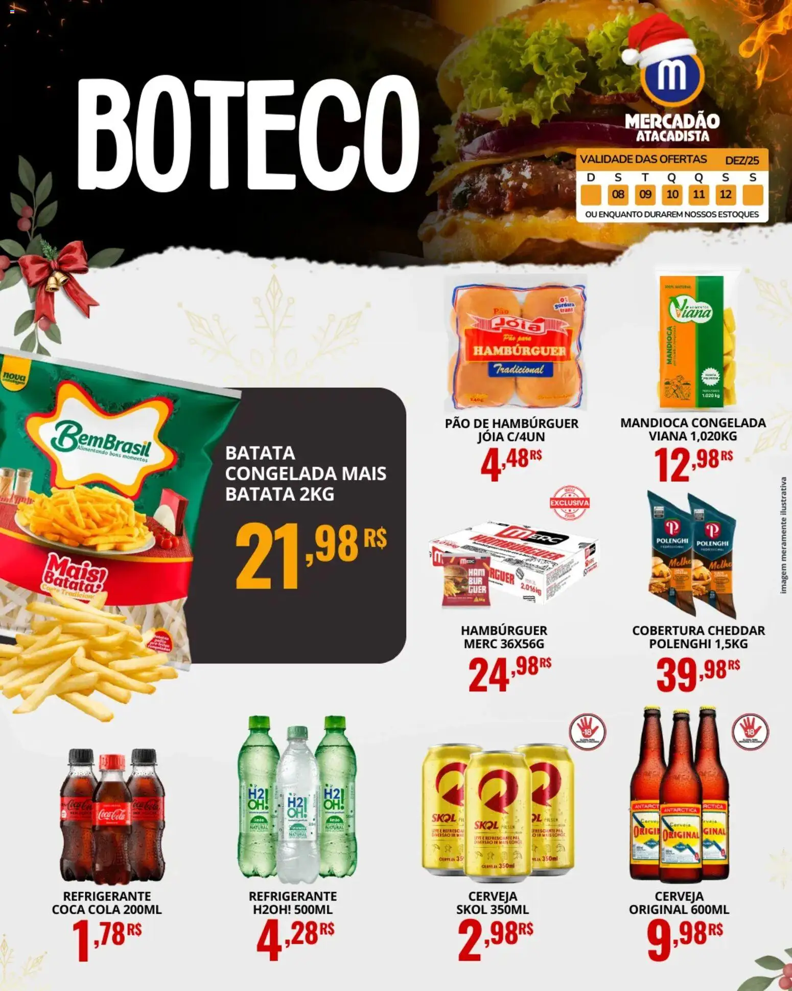 Mercadão Atacadista Folheto - válido de 08.12.2025 | Página: 4 | Produtos: Mandioca, Cerveja, Cheddar, Batata