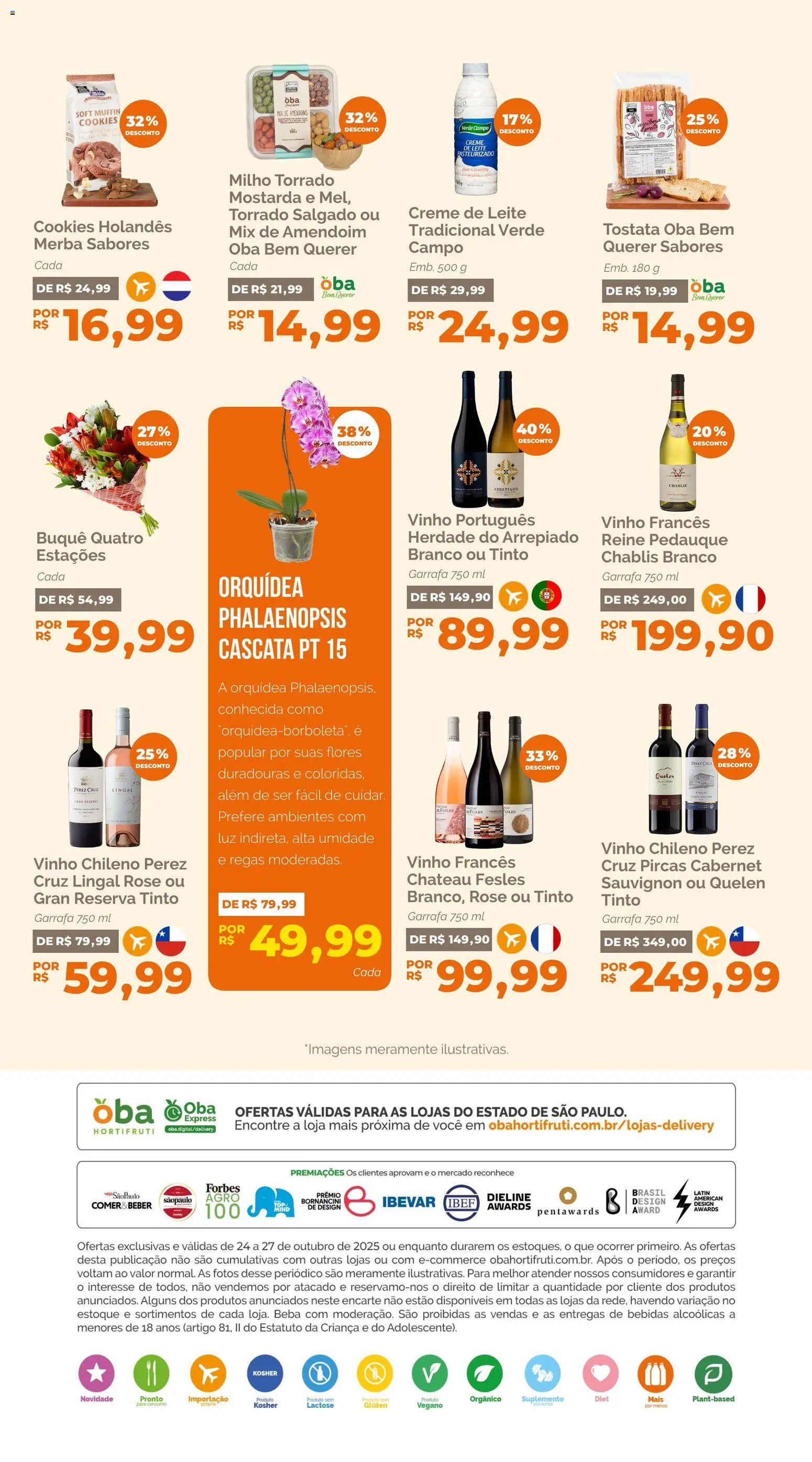 Oba Hortifruti Folheto - válido de 24.10.2025 | Página: 6 | Produtos: Amendoim, Leite, Vinho, Creme