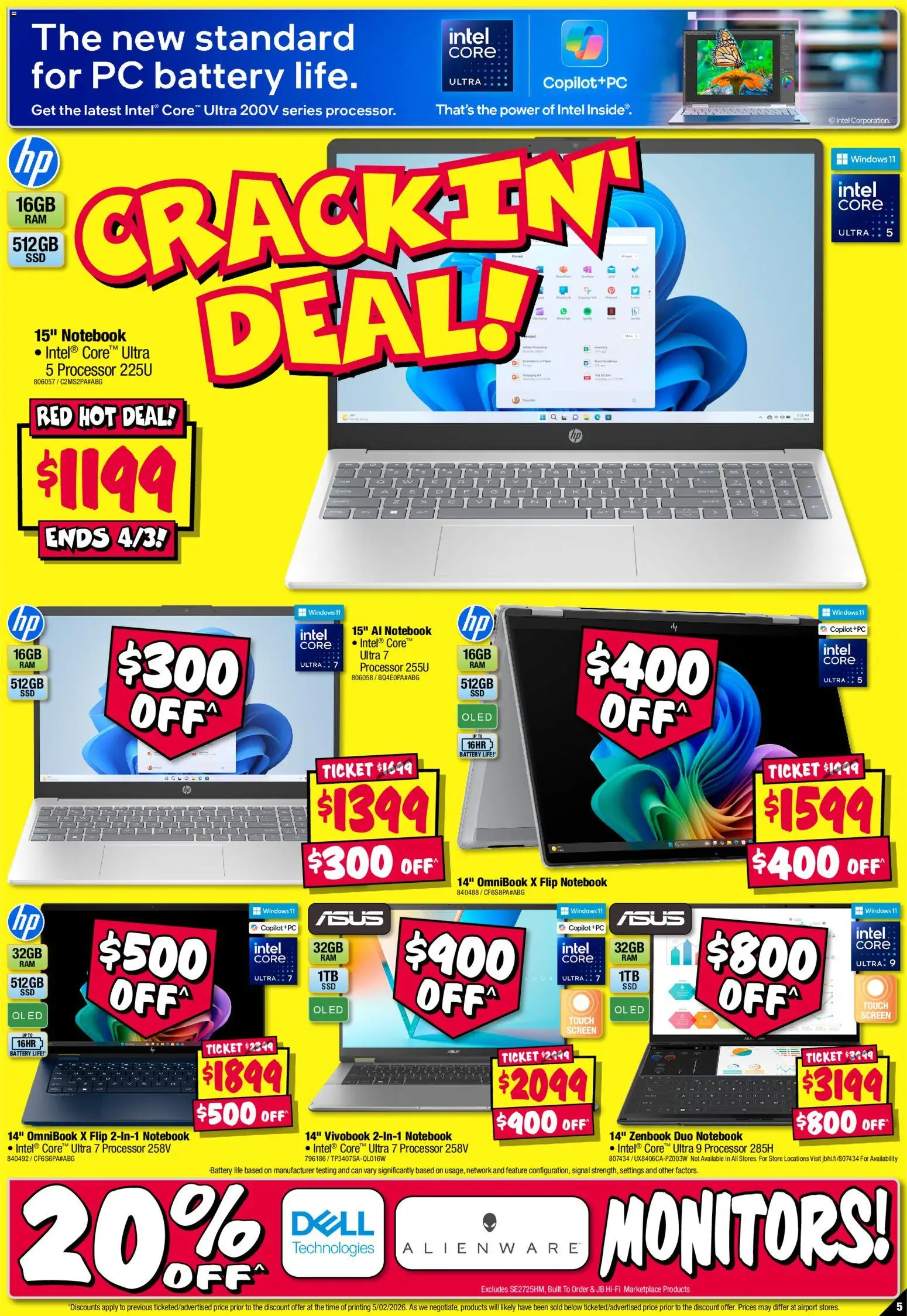 JB Hi-Fi catalogue - valid from 19.02.2026 | Page: 5 | Products: Battery, Notebook, Pc, Screen
