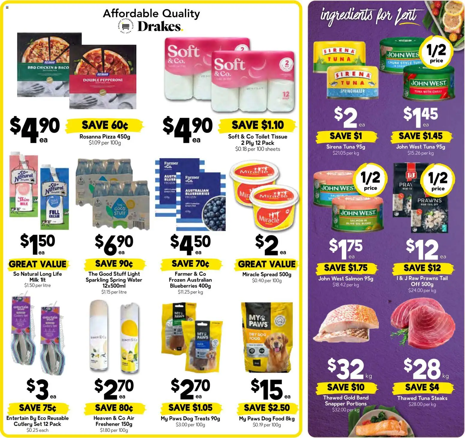 Drakes catalogue - valid from 04.03.2026 | Page: 16 | Products: Pizza, Chicken, Water, Salmon