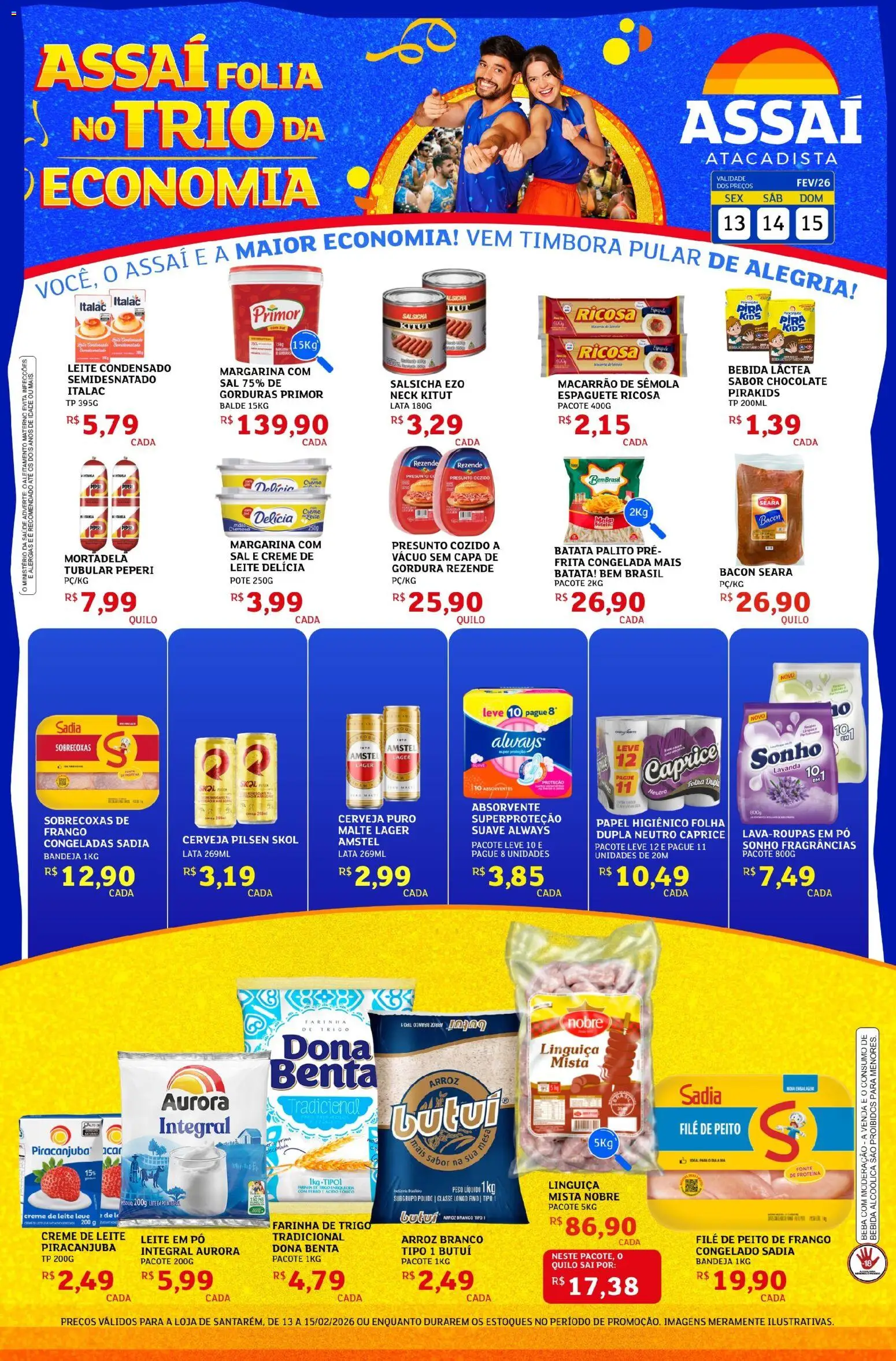 Assaí Atacadista Folheto - válido de 13.02.2026 | Página: 1 | Produtos: Salsicha, Leite, Sal, Papel higiênico
