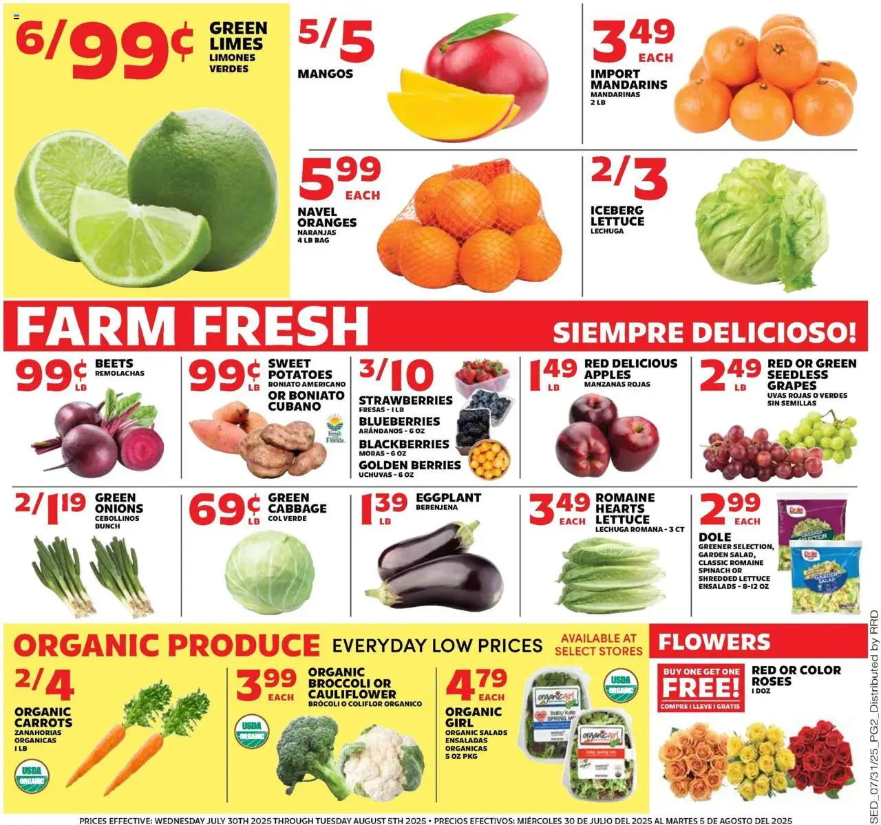 Sedano's Weekly Ad - valid from 30.07.2025 | Page: 2 | Products: Broccoli, Lettuce, Strawberries, Potatoes