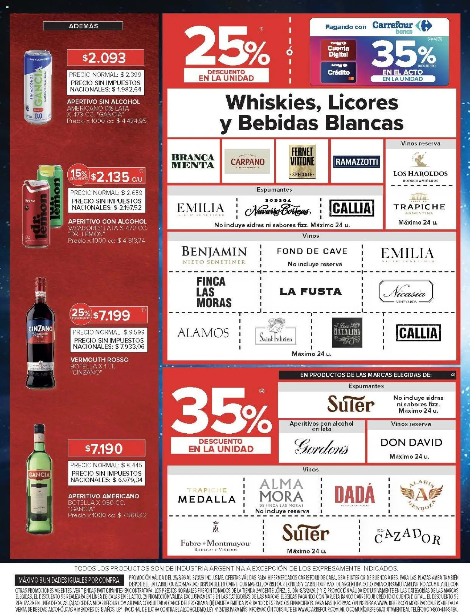 Carrefour ofertas │ válido desde el 25.03.2026 | Página: 13 | Productos: Vodka, Teléfono, Banco, Medalla