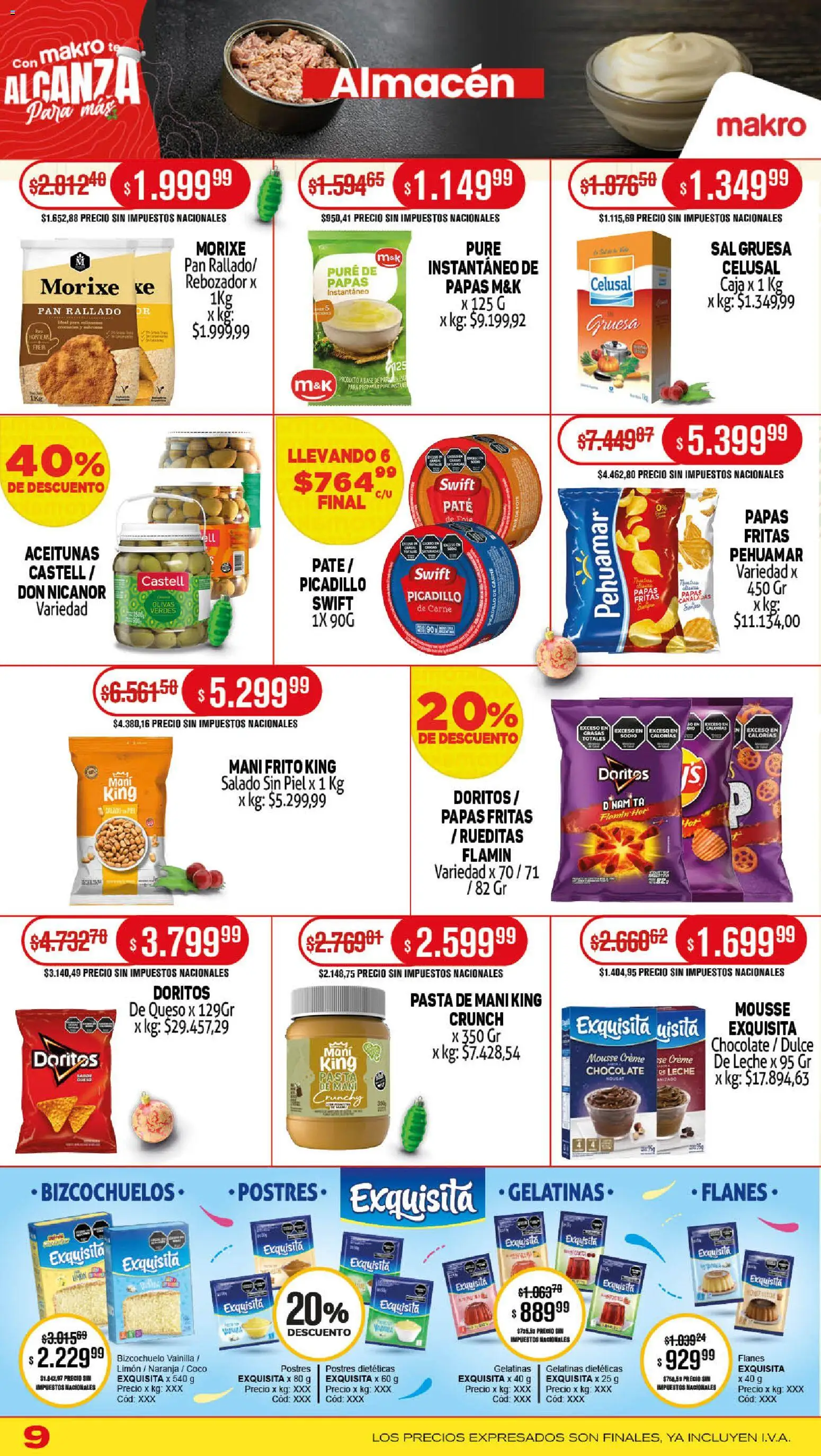 Makro ofertas │ válido desde el 04.11.2025 | Página: 9 | Productos: Sal, Mousse, Pasta, Papas fritas