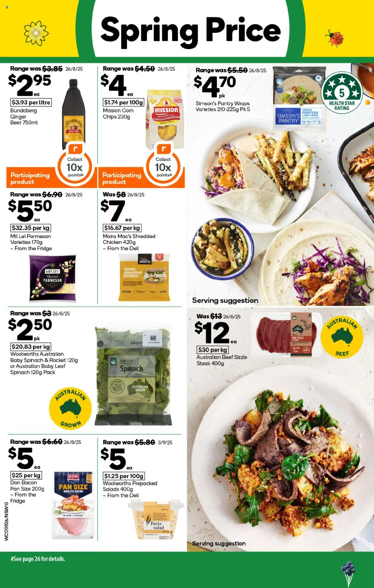 Woolworths catalogue - valid from 17.09.2025 | Page: 10 | Products: Bacon, Ginger, Beef, Spinach
