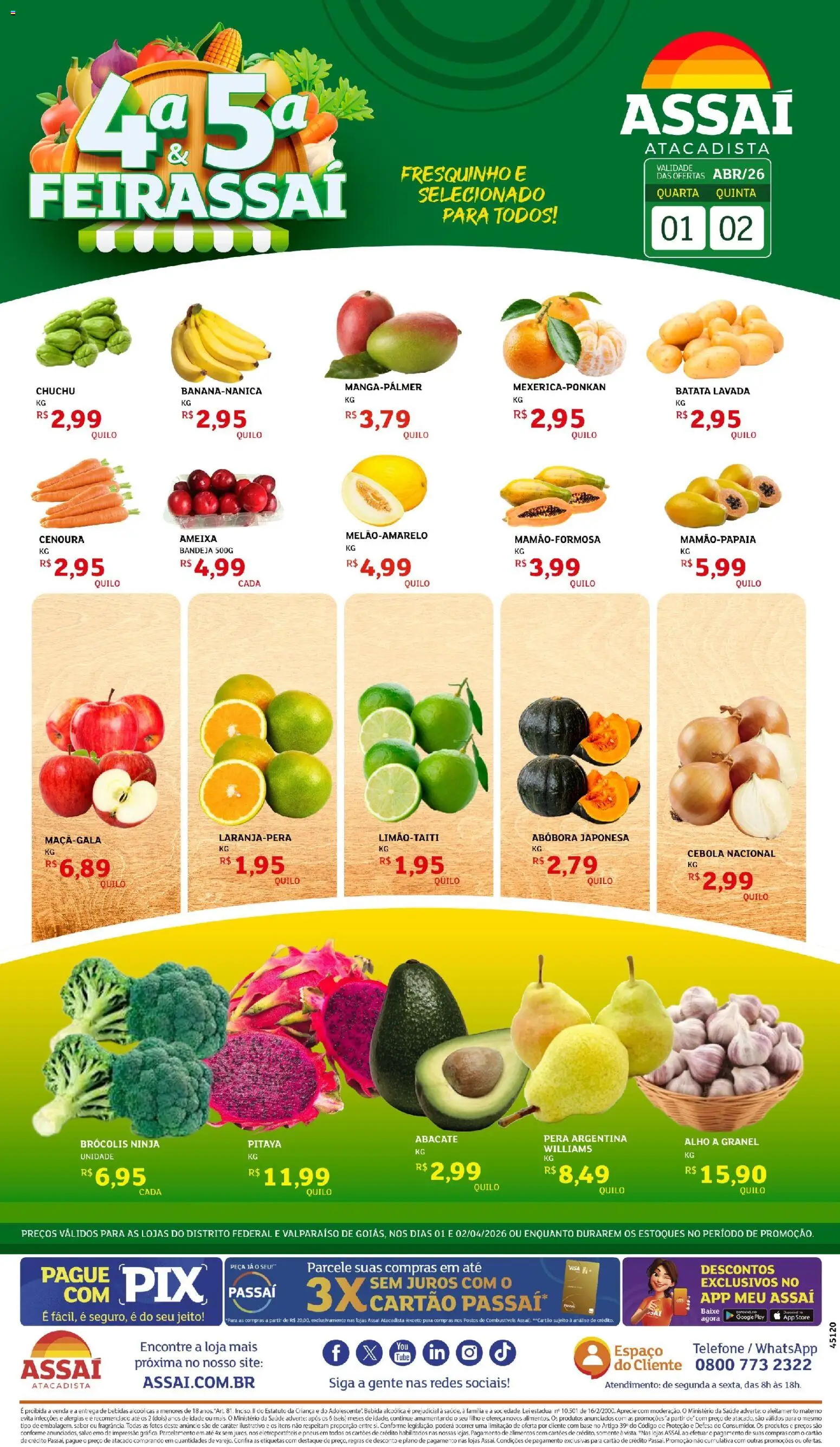 Assaí Atacadista Folheto - válido de 02.04.2026 | Página: 1 | Produtos: Alho, Cenoura, Bandeja, Batata