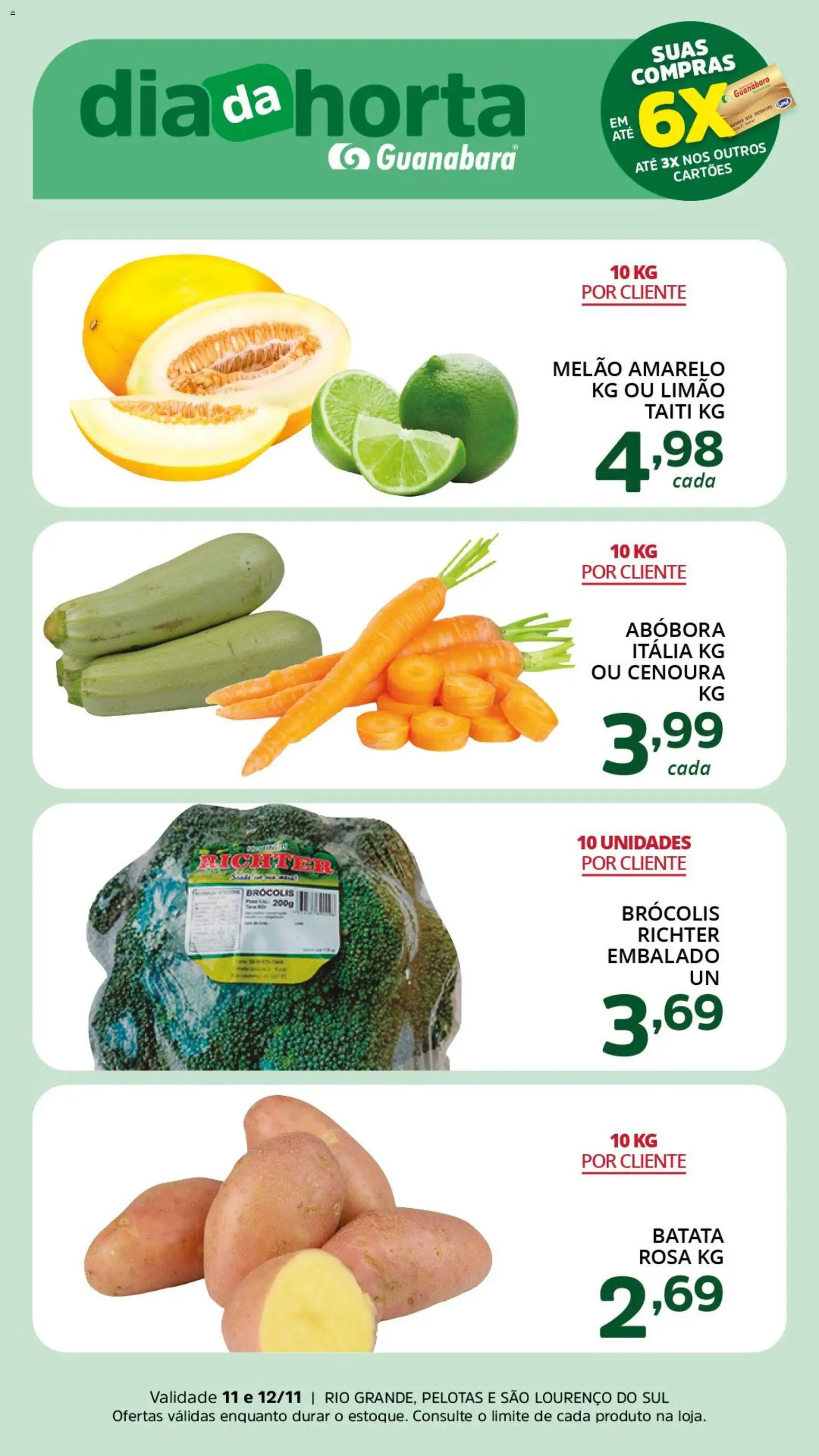 Supermercado Guanabara Folheto - válido de 11.11.2025 | Página: 3 | Produtos: Melão, Abóbora, Brócolis, Batata