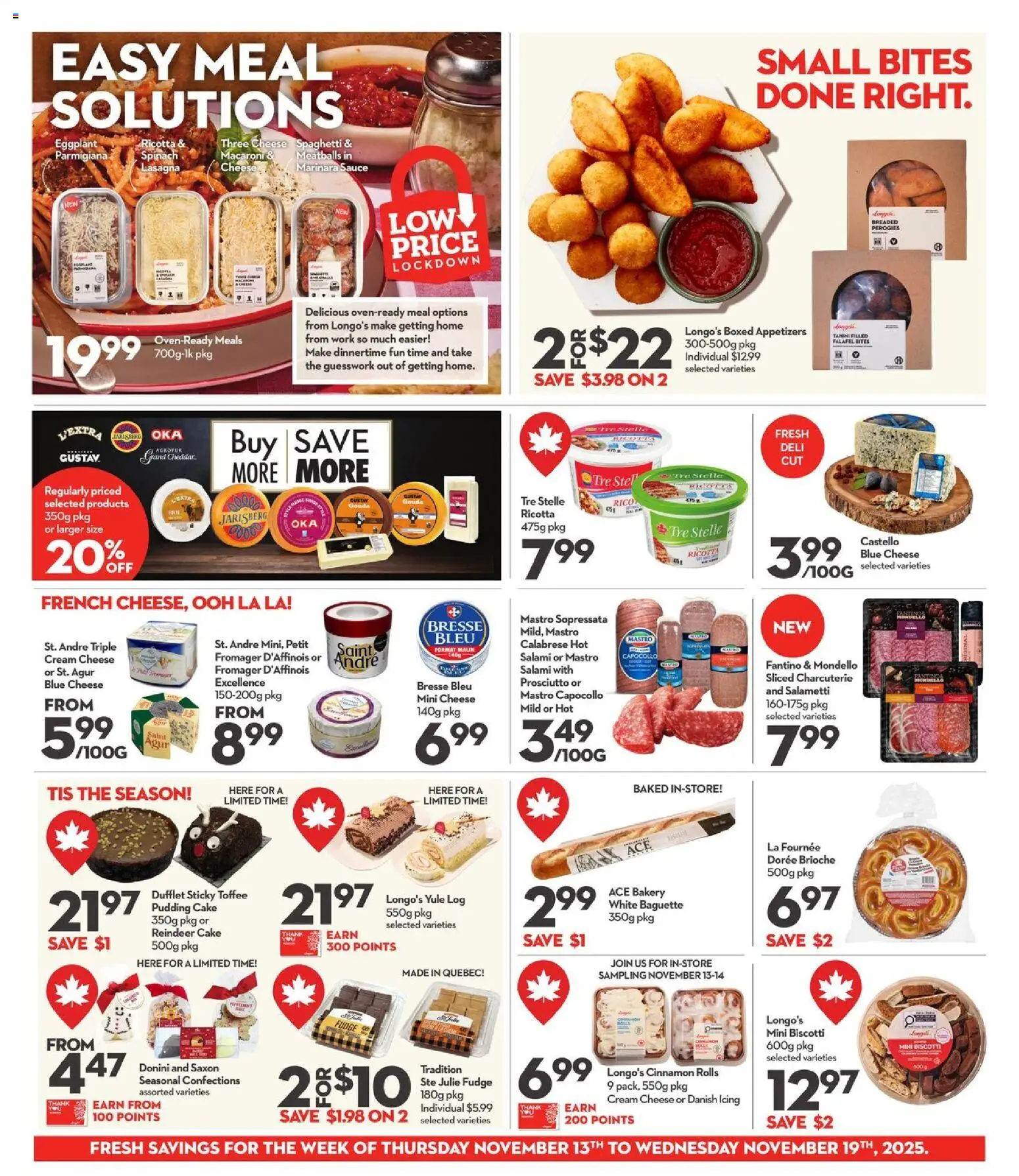 Longo's flyer valid from 13.11.2025 | Page: 6 | Products: Cream, Bakery, Cheese, Salami
