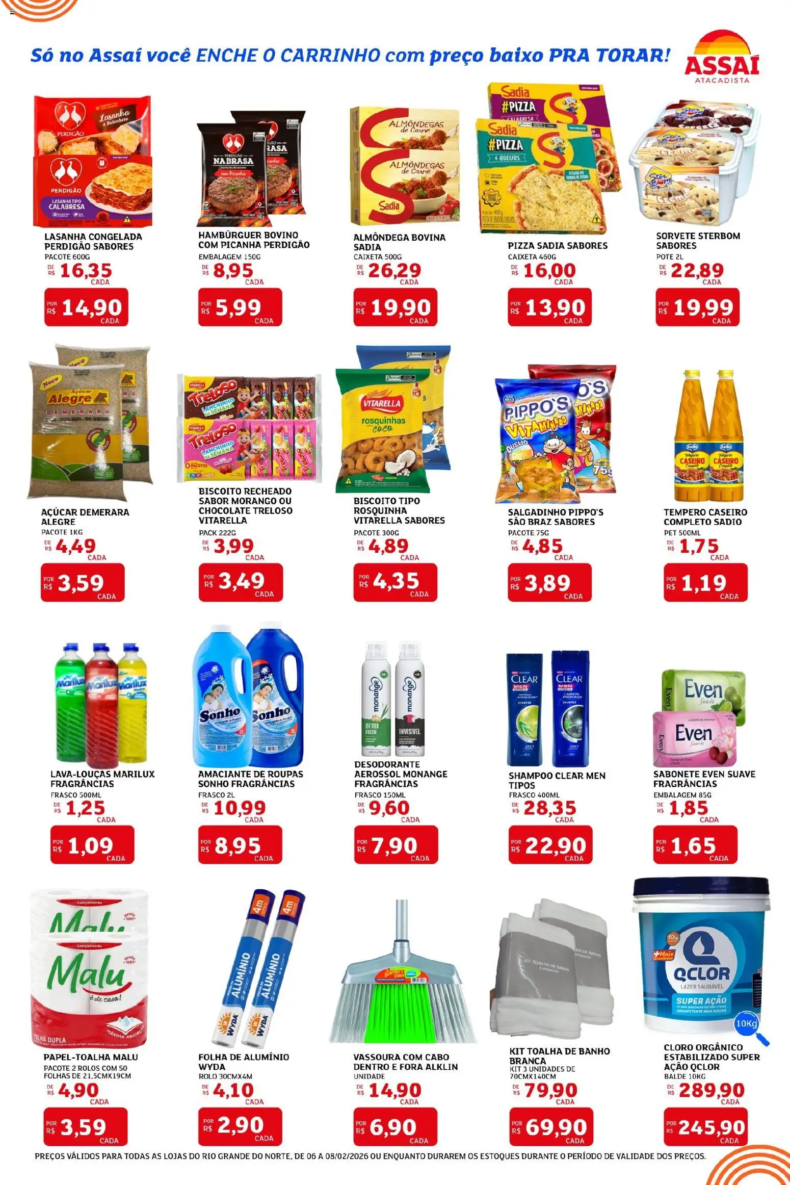 Assaí Atacadista Folheto - válido de 06.02.2026 | Página: 2 | Produtos: Chocolate, Hambúrguer, Lasanha, Açúcar